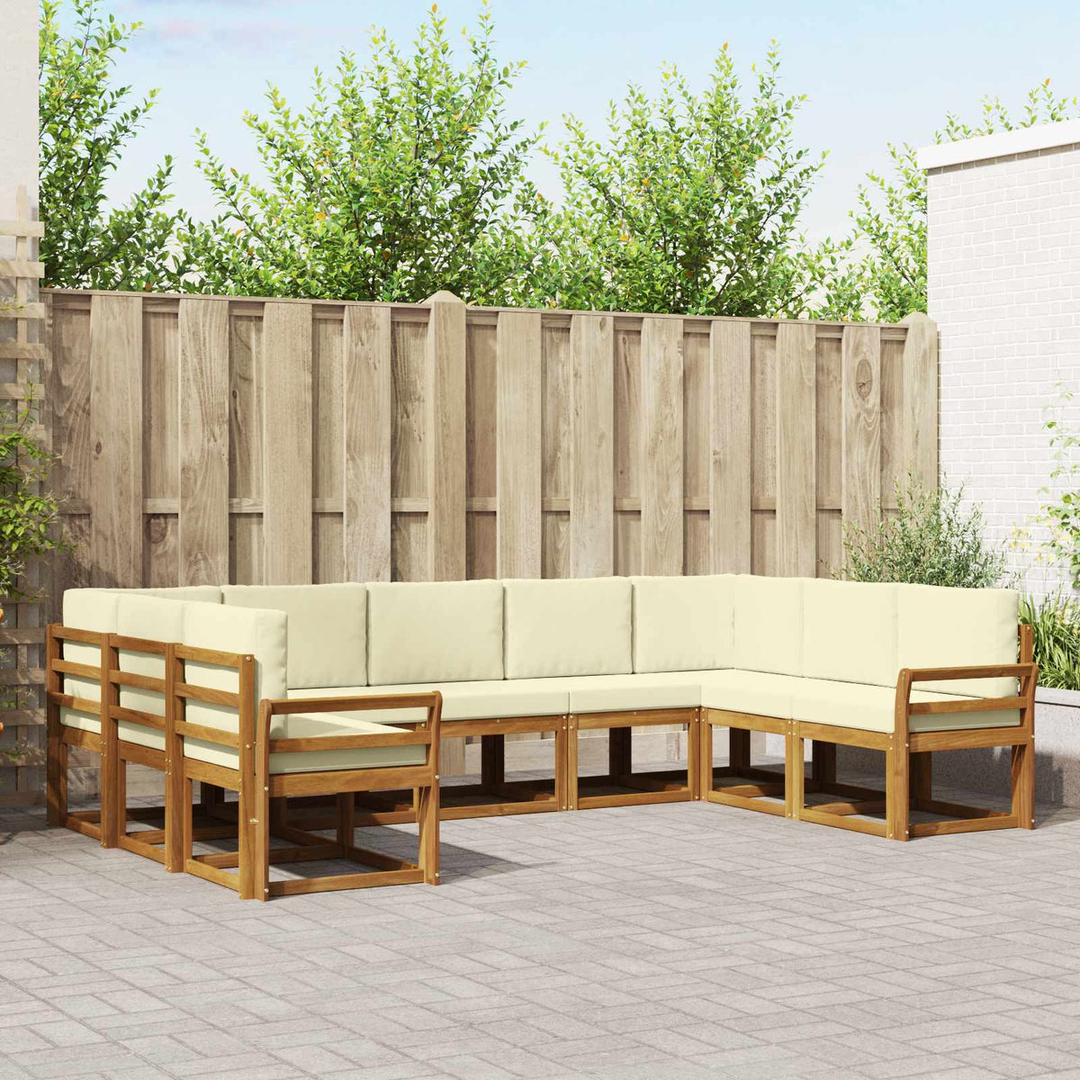 Set vanjskih sofa 9 kom. Prirodna i krem Smeđa 304 x 190,5 x 73 cm