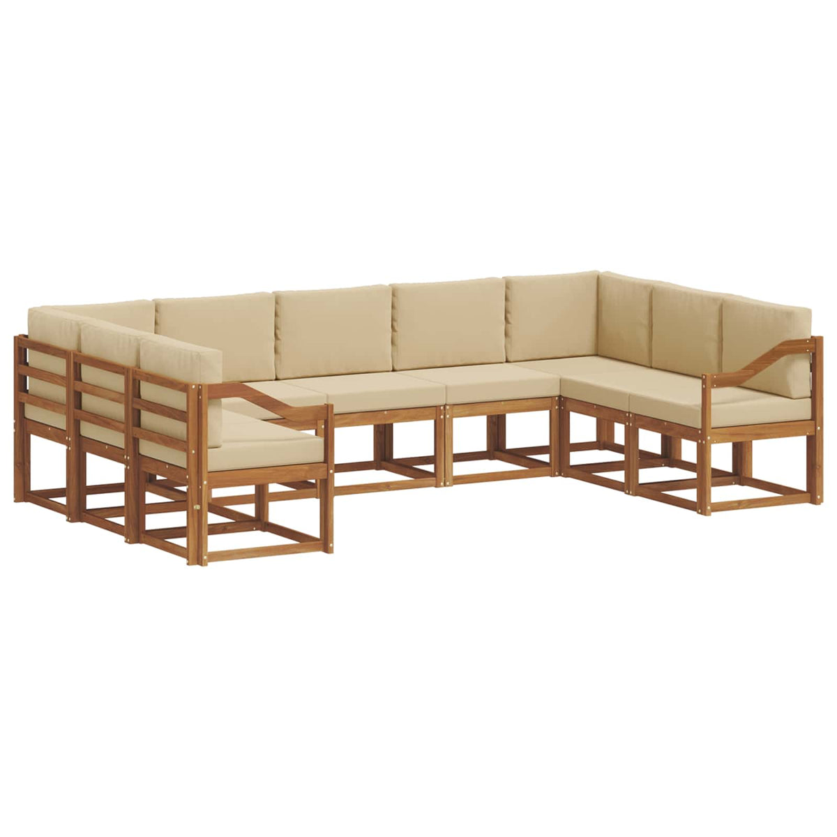 Set vanjskih sofa 9 kom. Prirodna i bež Smeđa 304 x 185,5 x 73 cm