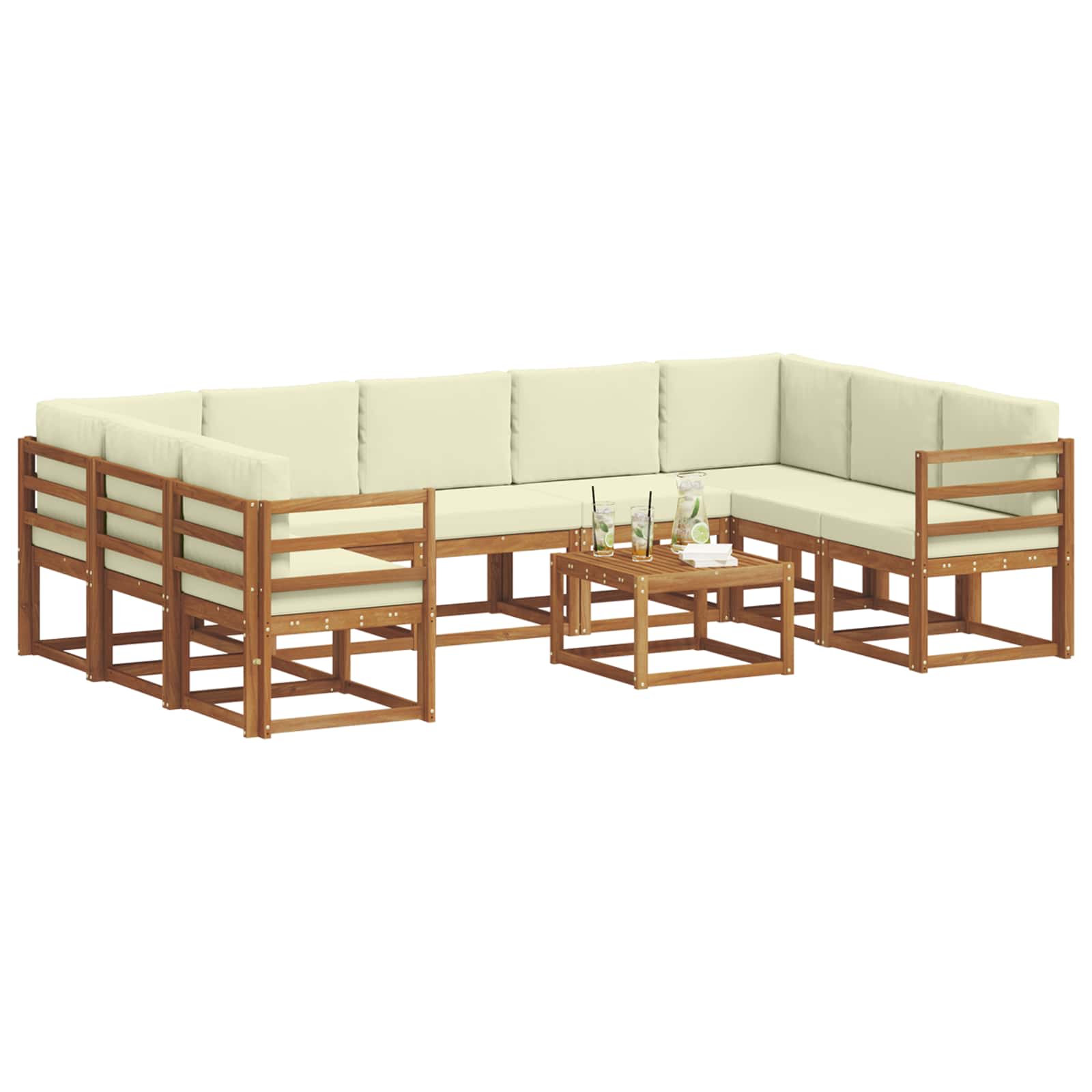 Set vanjskih sofa s jastukom 10 pcs Prirodna i krem