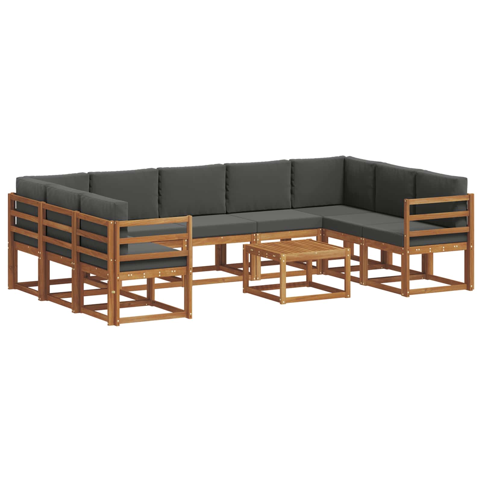 Set vanjskih sofa s jastukom 10 pcs Prirodna i antracit