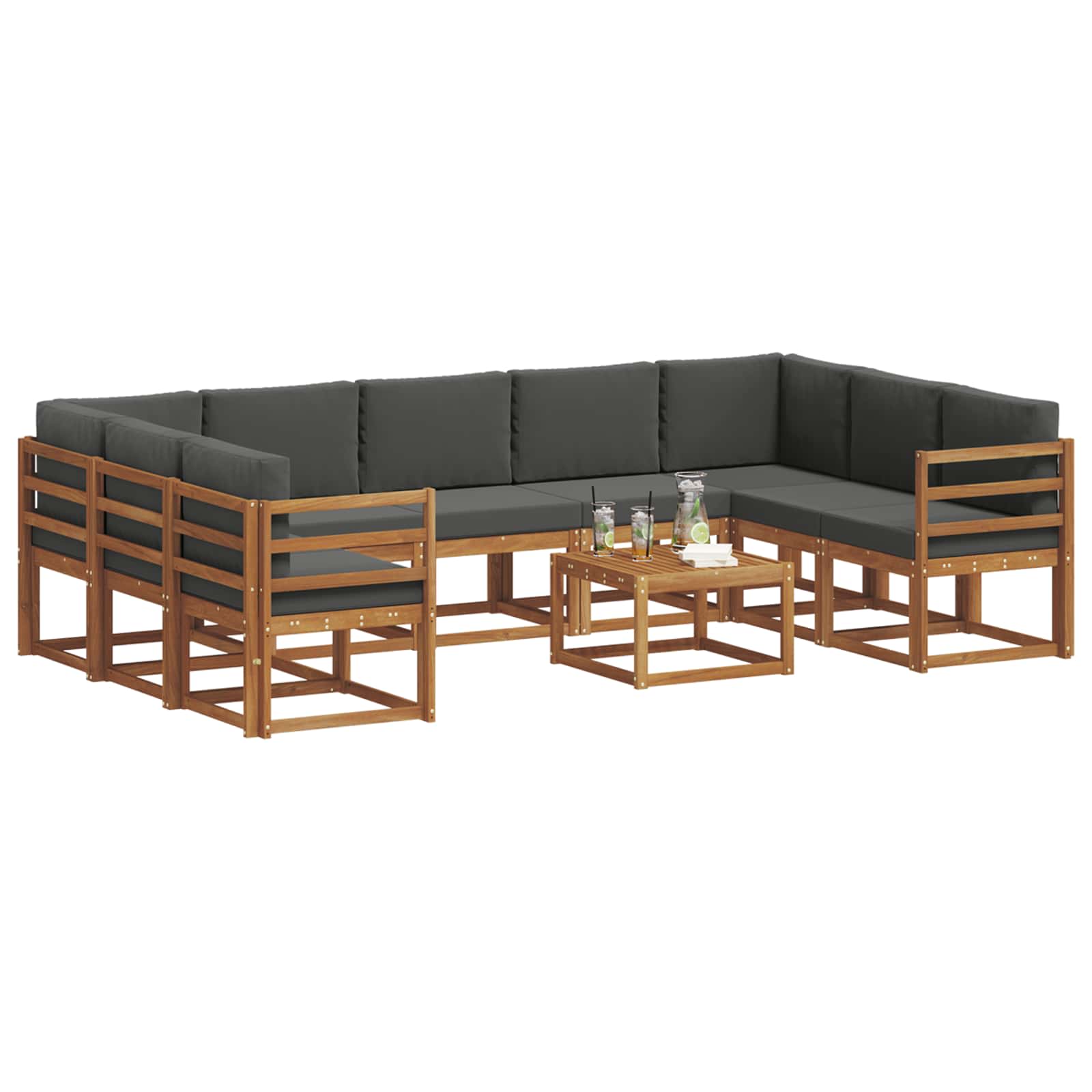 Set vanjskih sofa s jastukom 10 pcs Prirodna i antracit
