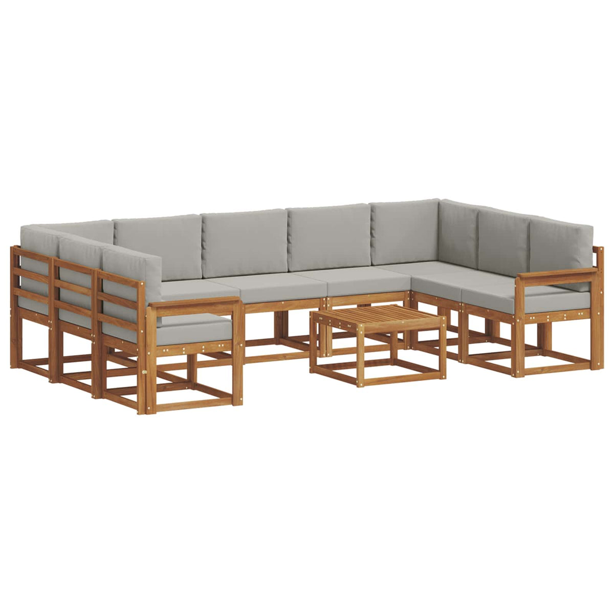 Set vanjskih sofa s jastukom 10 pcs Prirodna i svijetlo siva