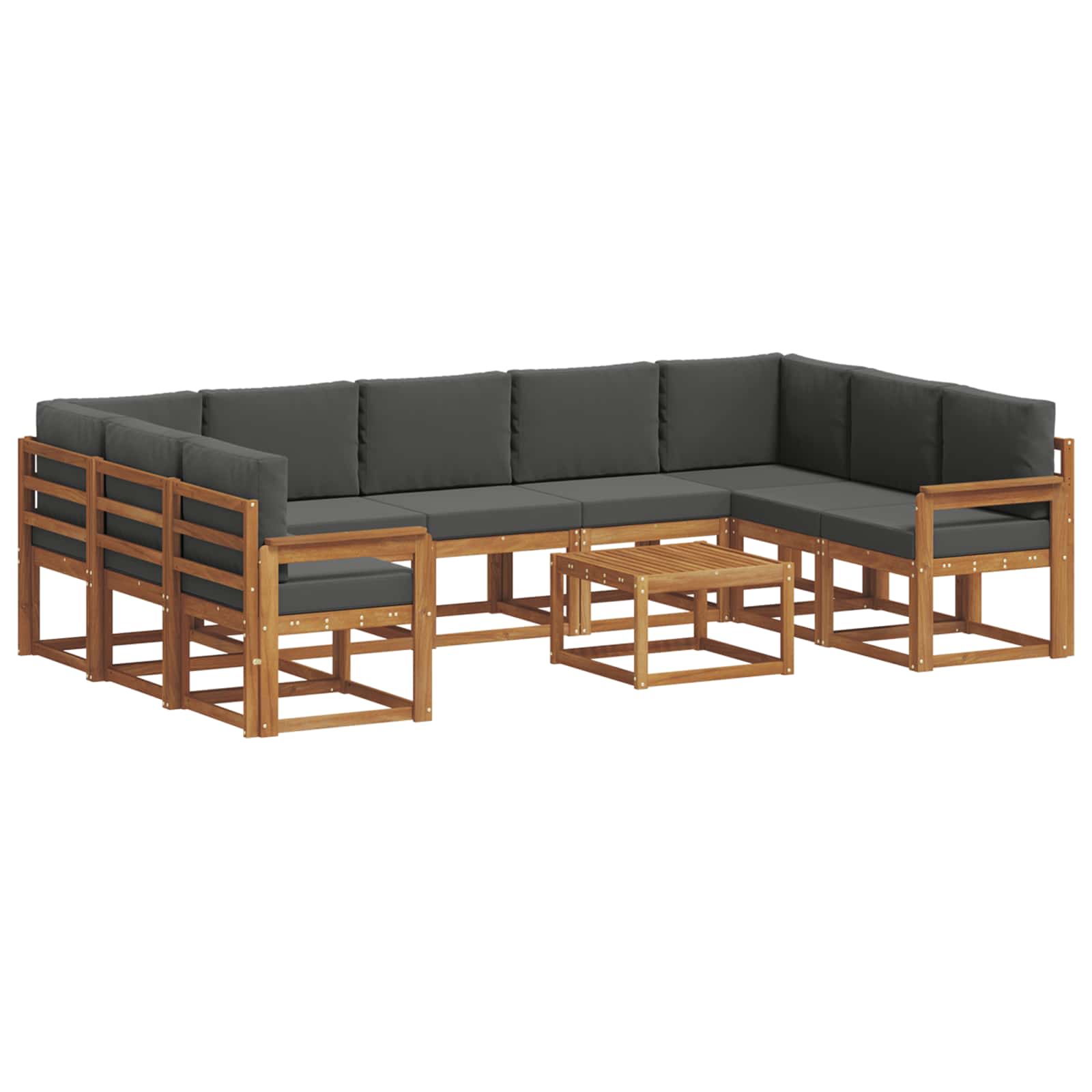 Set vanjskih sofa s jastukom 10 pcs Prirodna i antracit