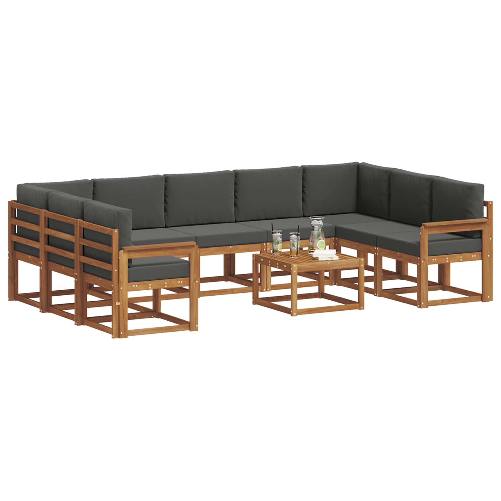 Set vanjskih sofa s jastukom 10 pcs Prirodna i antracit