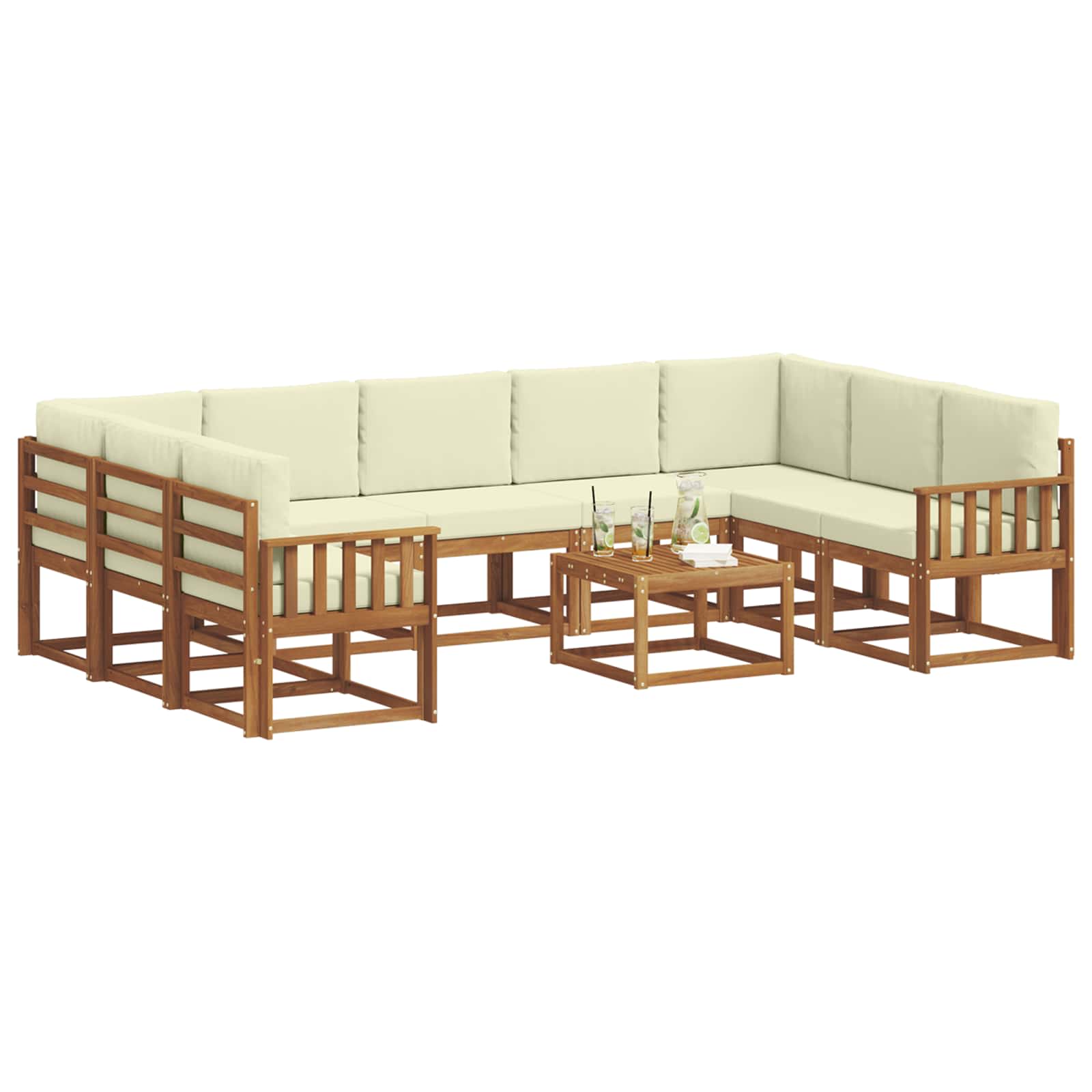 Set vanjskih sofa s jastukom 10 pcs Prirodna i krem