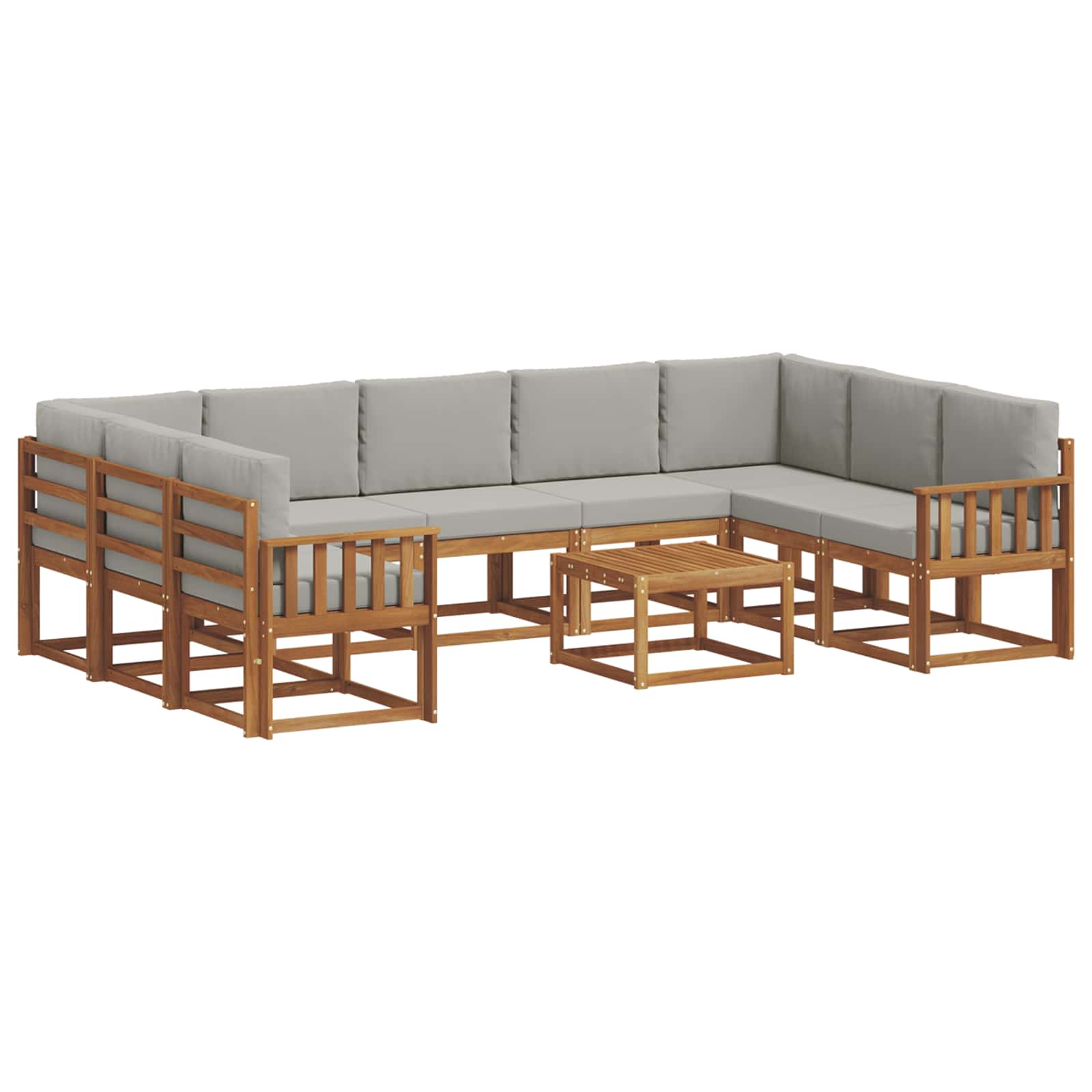 Set vanjskih sofa s jastukom 10 pcs Prirodna i svijetlo siva