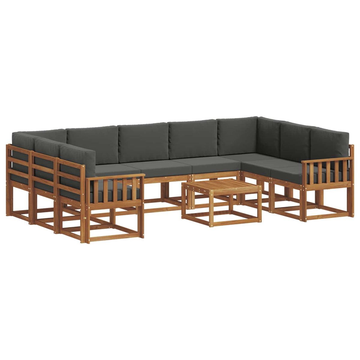 Set vanjskih sofa s jastukom 10 pcs Prirodna i antracit