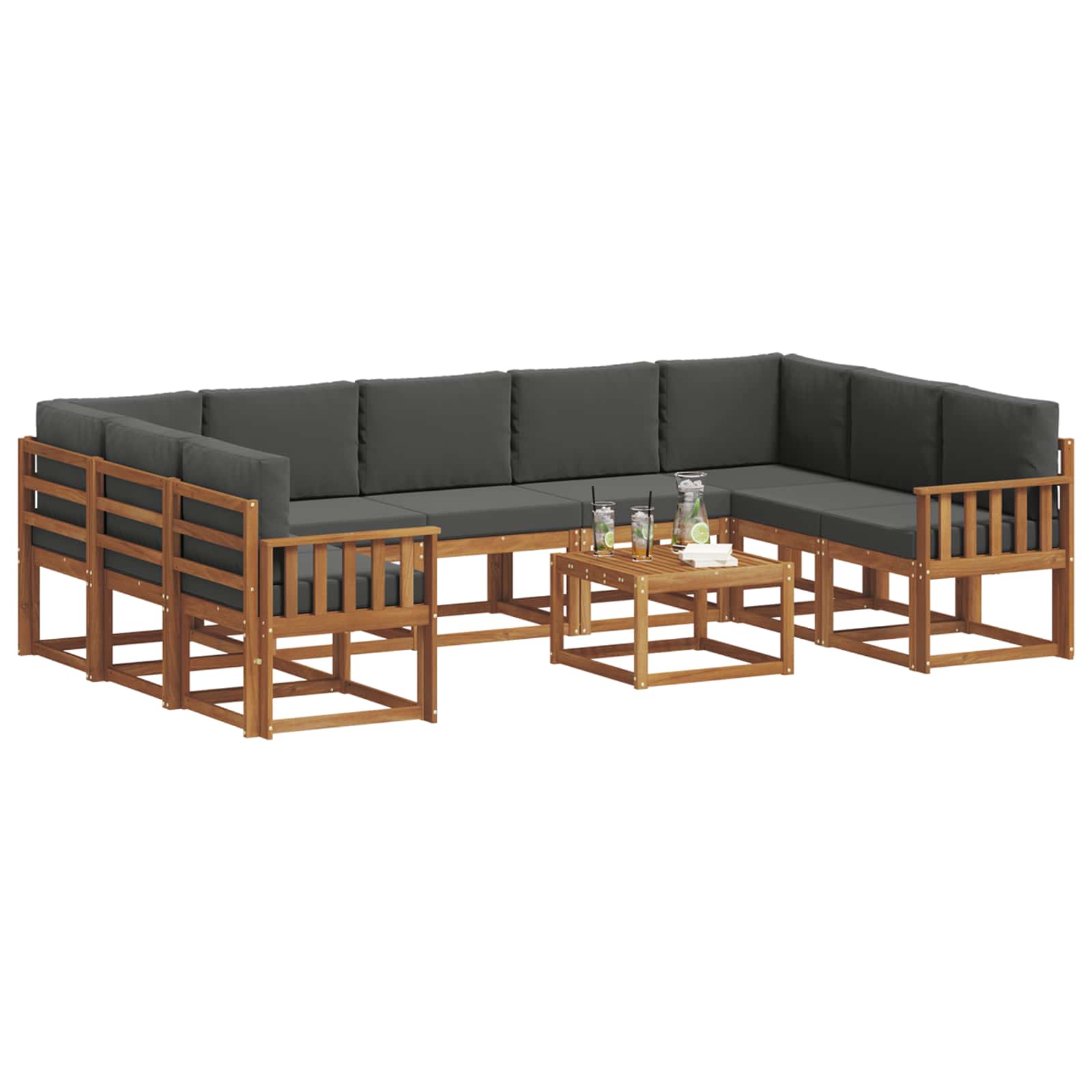 Set vanjskih sofa s jastukom 10 pcs Prirodna i antracit