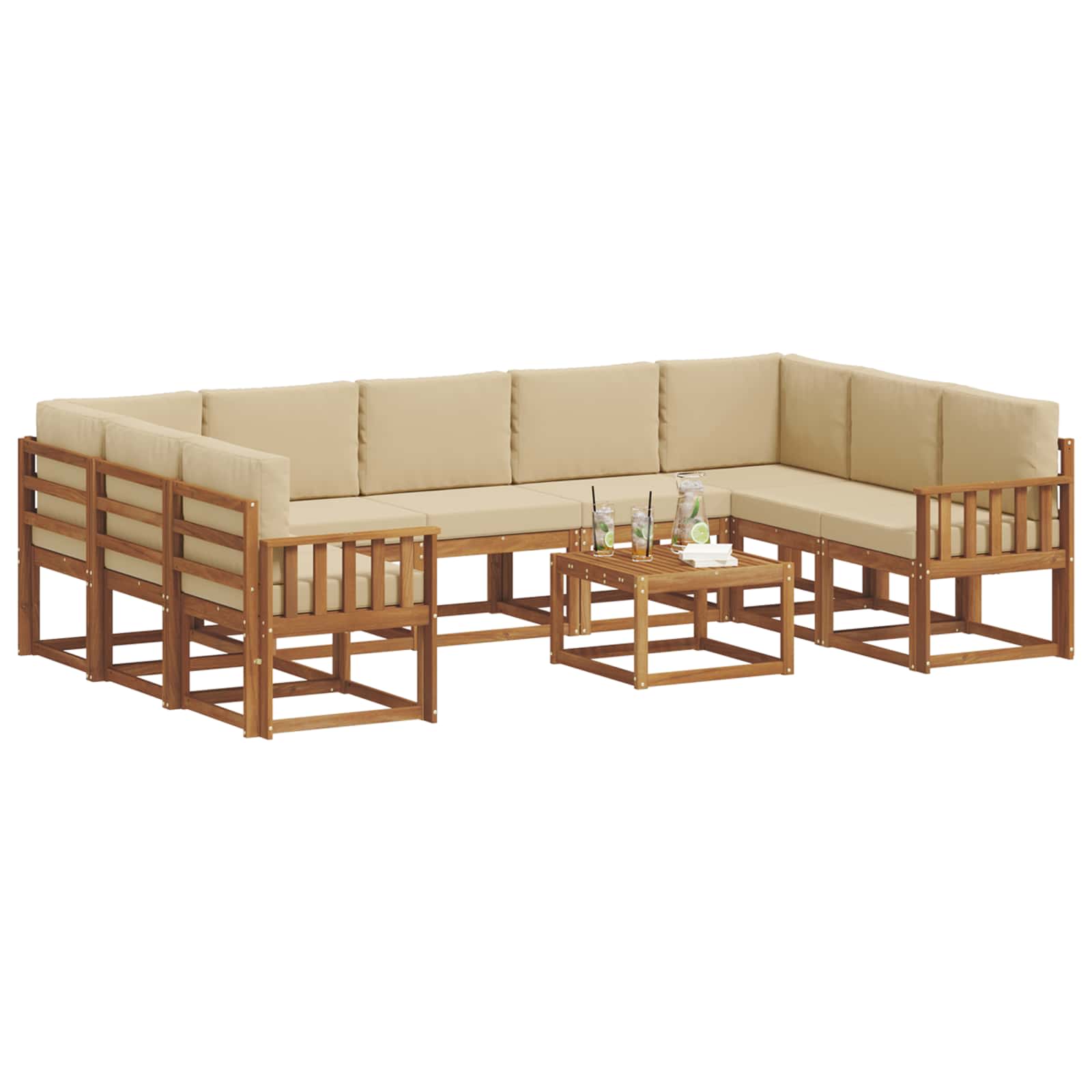 Set vanjskih sofa s jastukom 10 pcs Prirodna i bež
