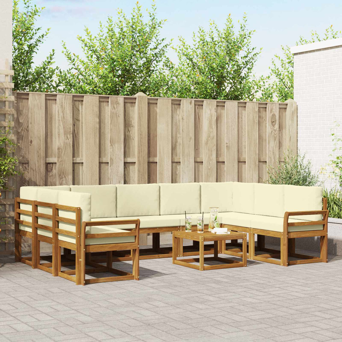 Set vanjskih sofa 10 kom. Prirodna i krem