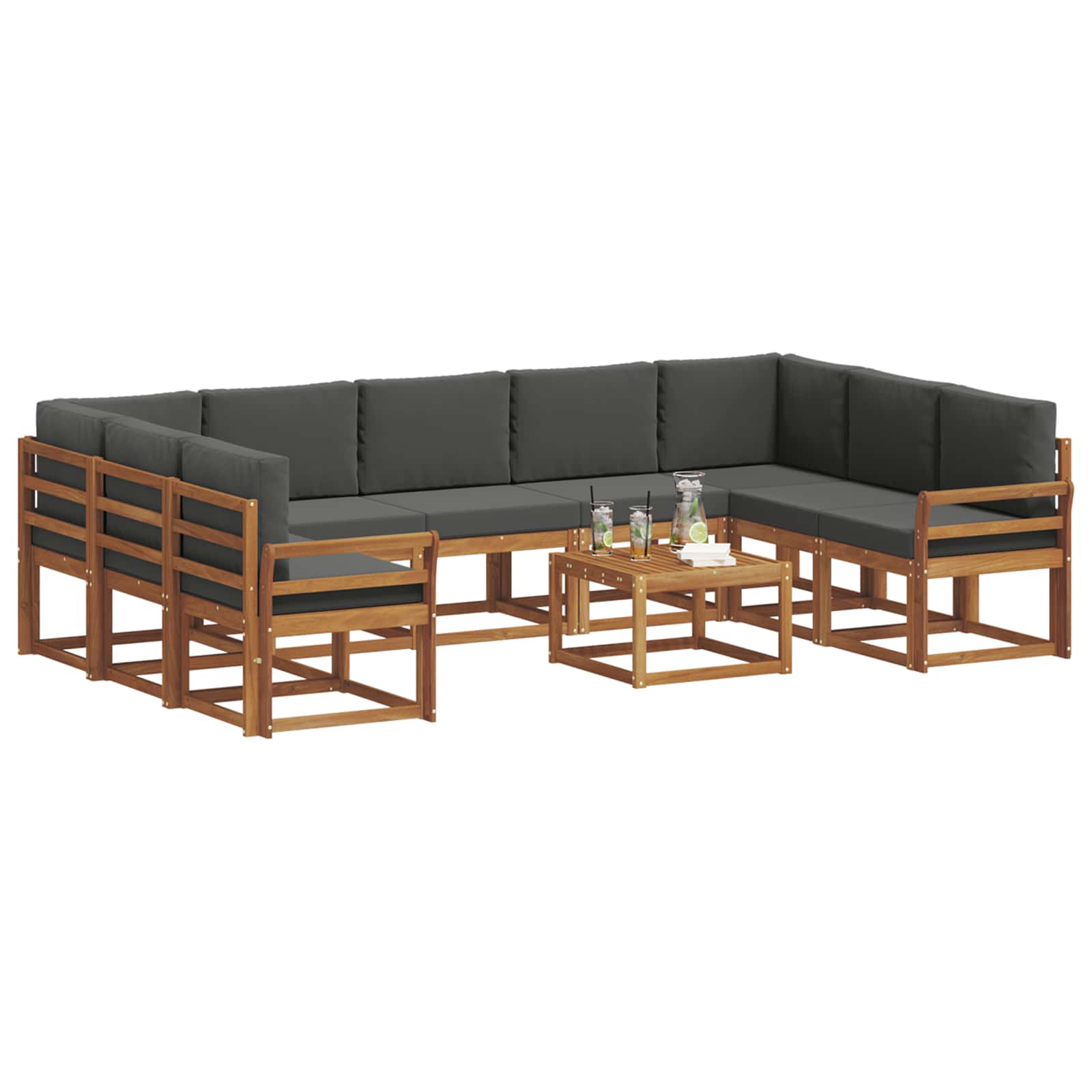 Set vanjskih sofa s jastukom 10 pcs Prirodna i antracit