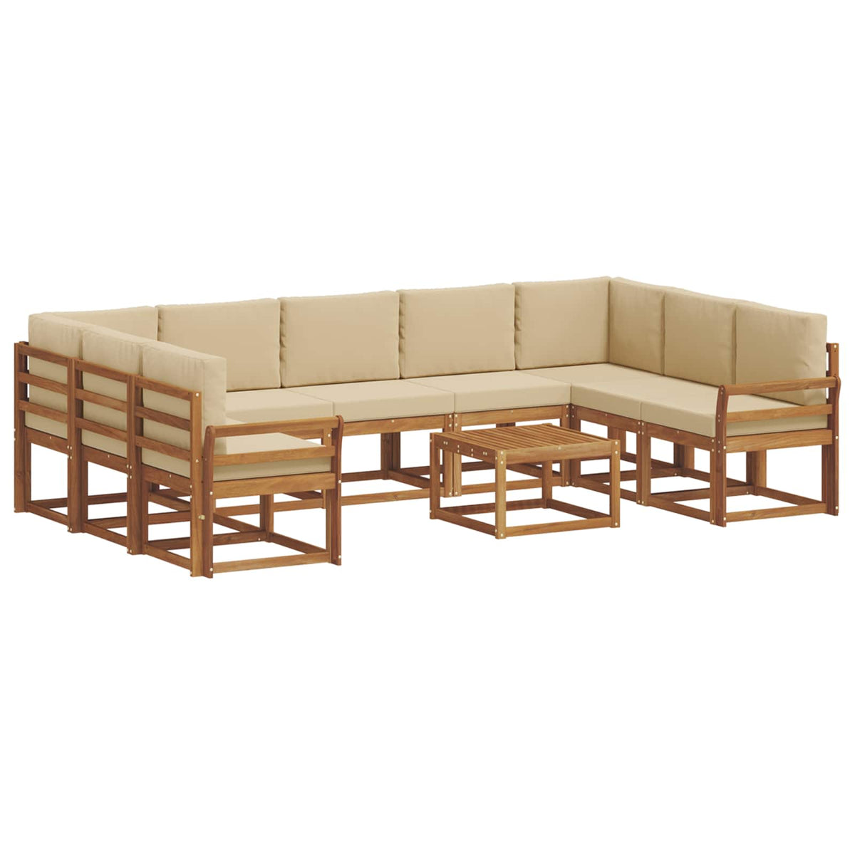 Set vanjskih sofa s jastukom 10 pcs Prirodna i bež