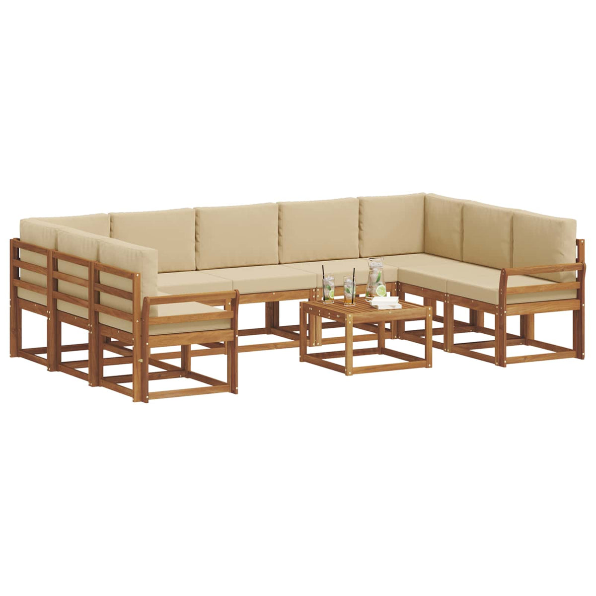 Set vanjskih sofa 10 kom. Prirodna i bež
