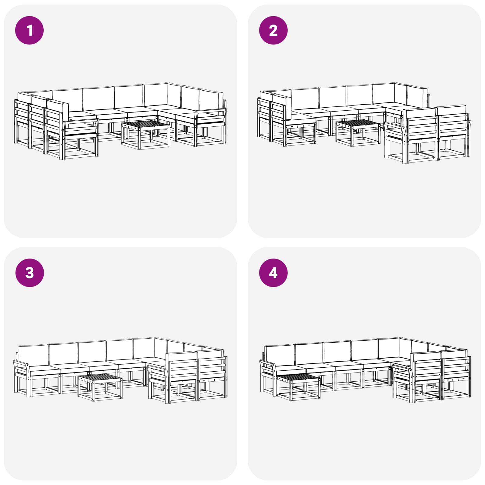 Set vanjskih sofa s jastukom 10 pcs Prirodna i bež
