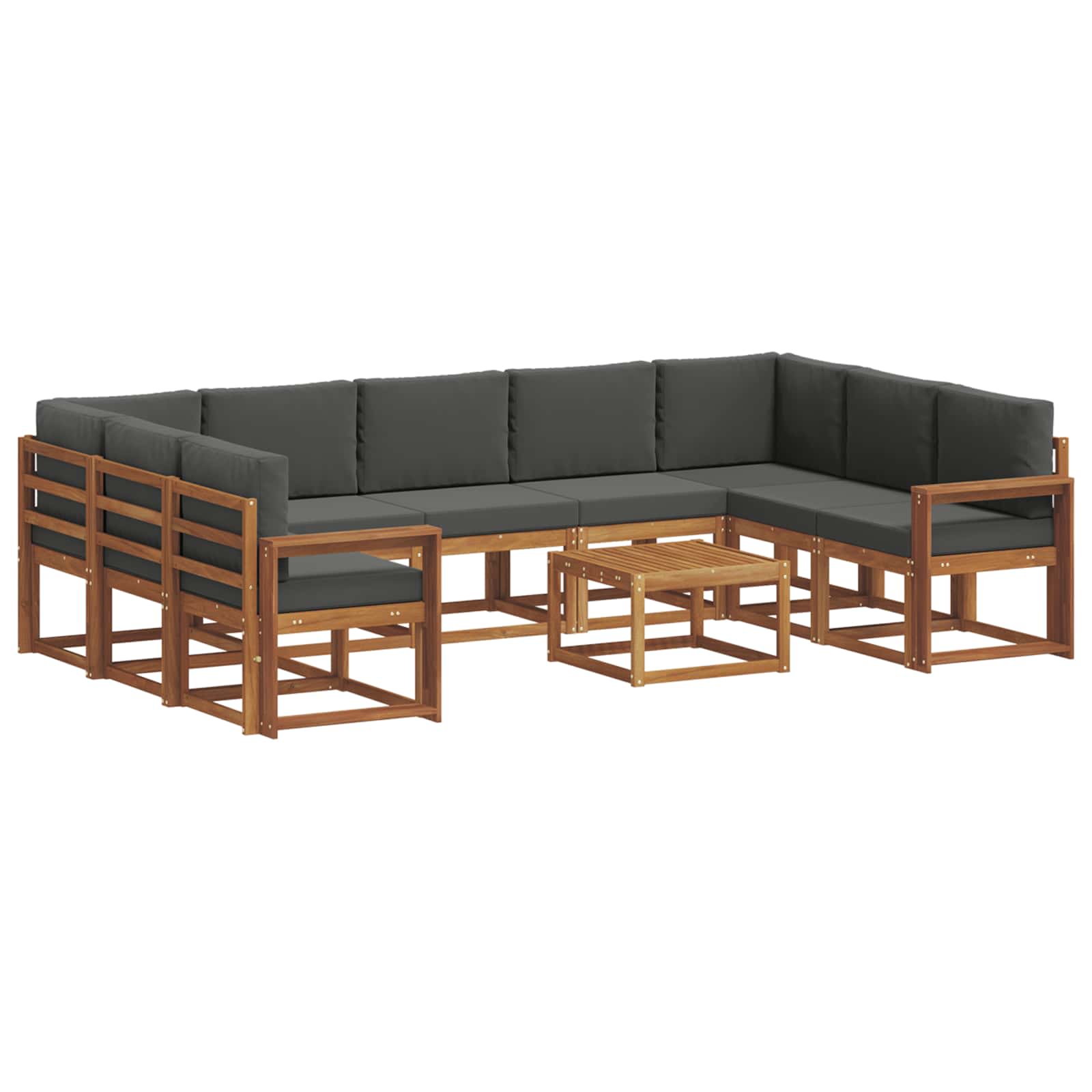 Set vanjskih sofa s jastukom 10 pcs Prirodna i antracit