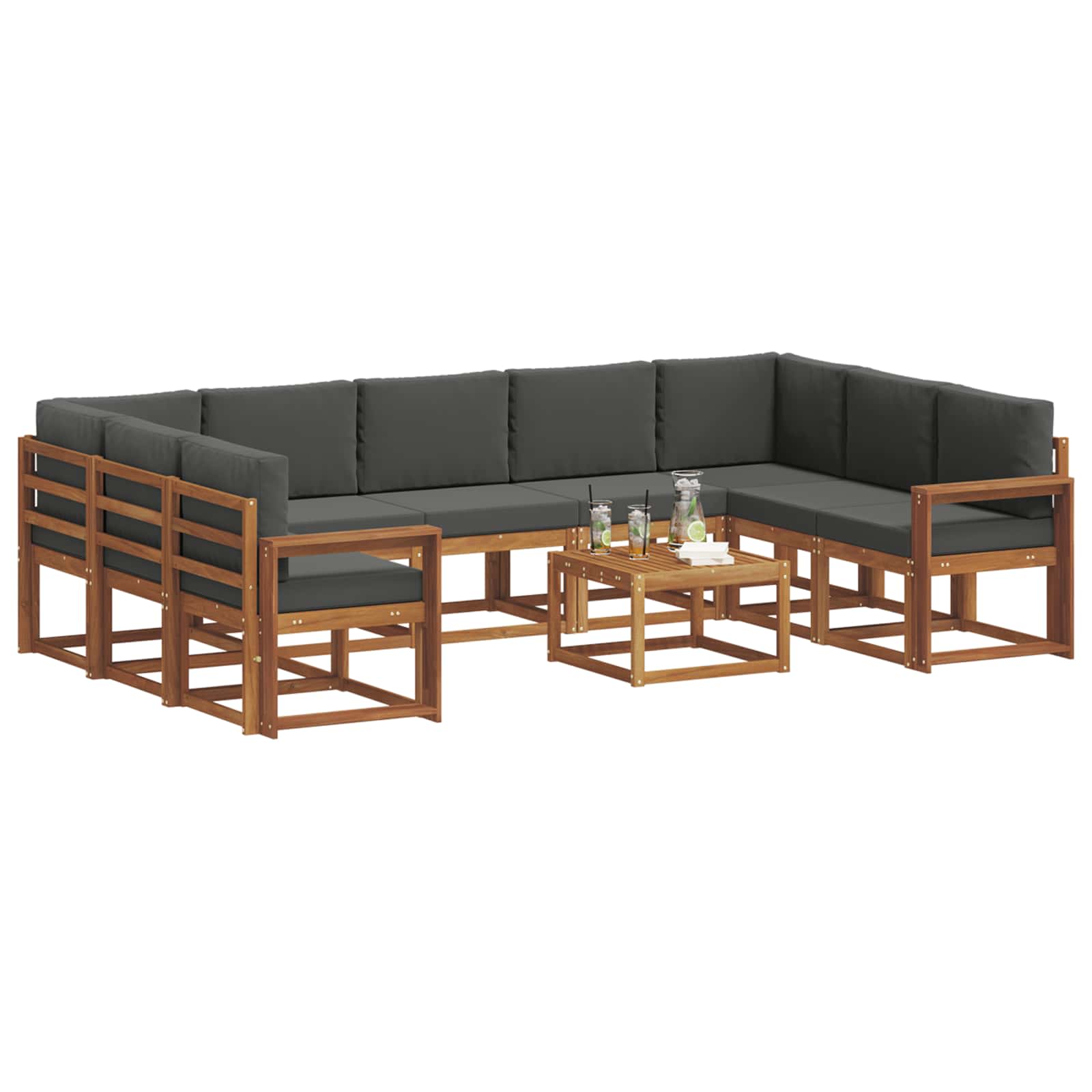 Set vanjskih sofa s jastukom 10 pcs Prirodna i antracit