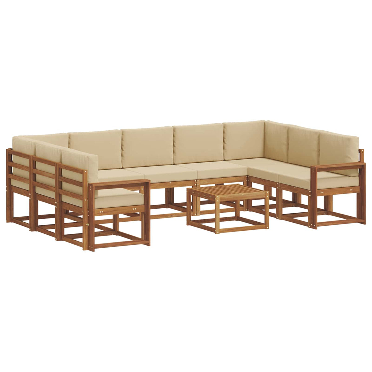 Set vanjskih sofa s jastukom 10 pcs Prirodna i bež