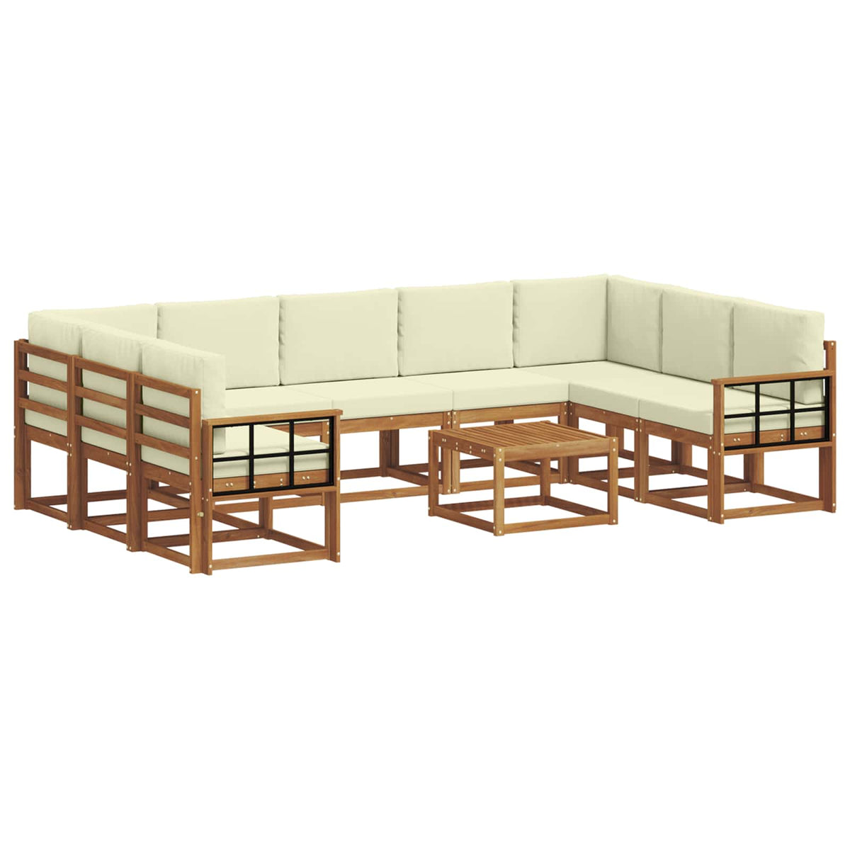 Set vanjskih sofa 10 kom. Prirodna i krem