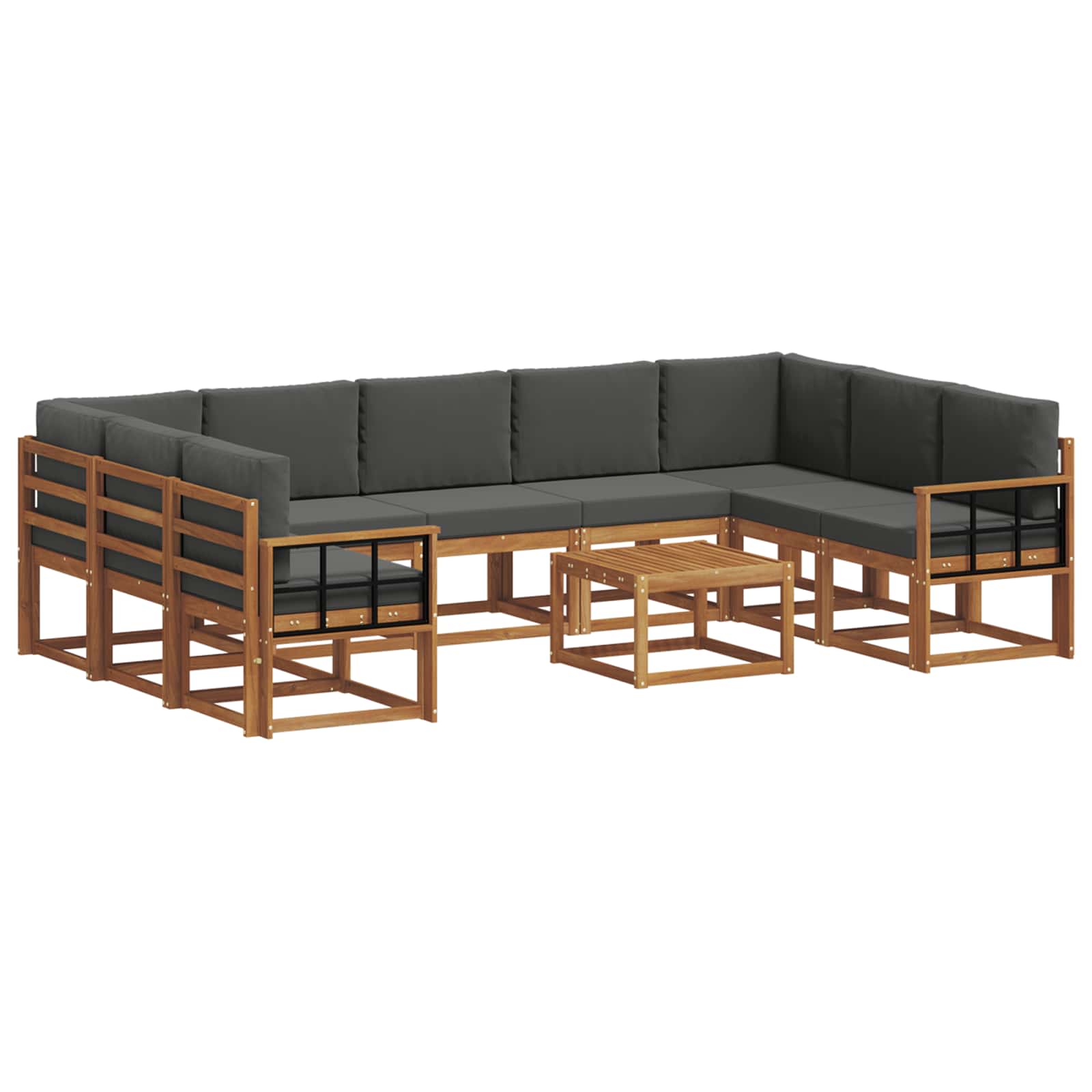 Set vanjskih sofa s jastukom 10 pcs Prirodna i antracit
