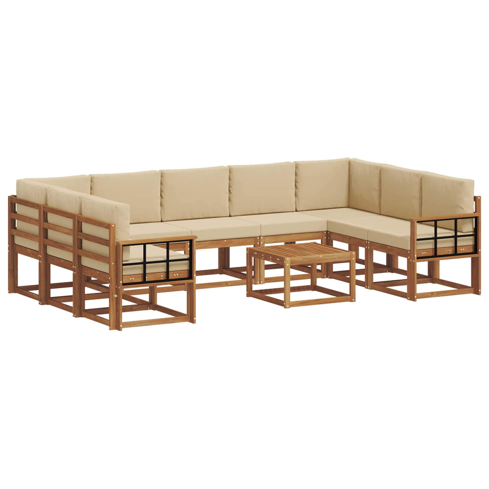 Set vanjskih sofa s jastukom 10 pcs Prirodna i bež