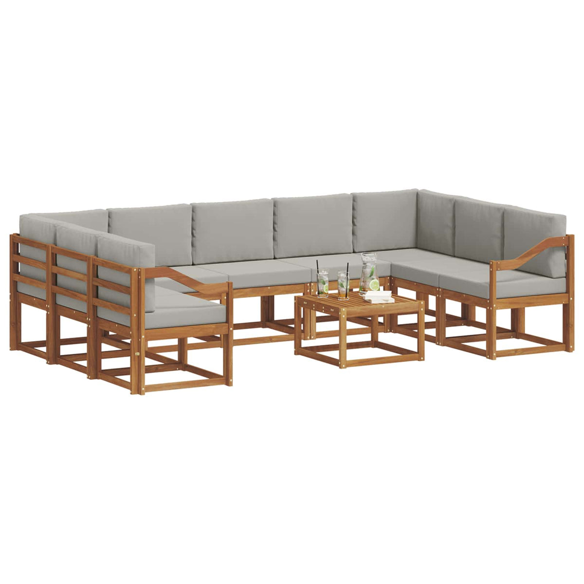 Set vanjskih sofa 10 kom. Prirodna i svijetlo siva