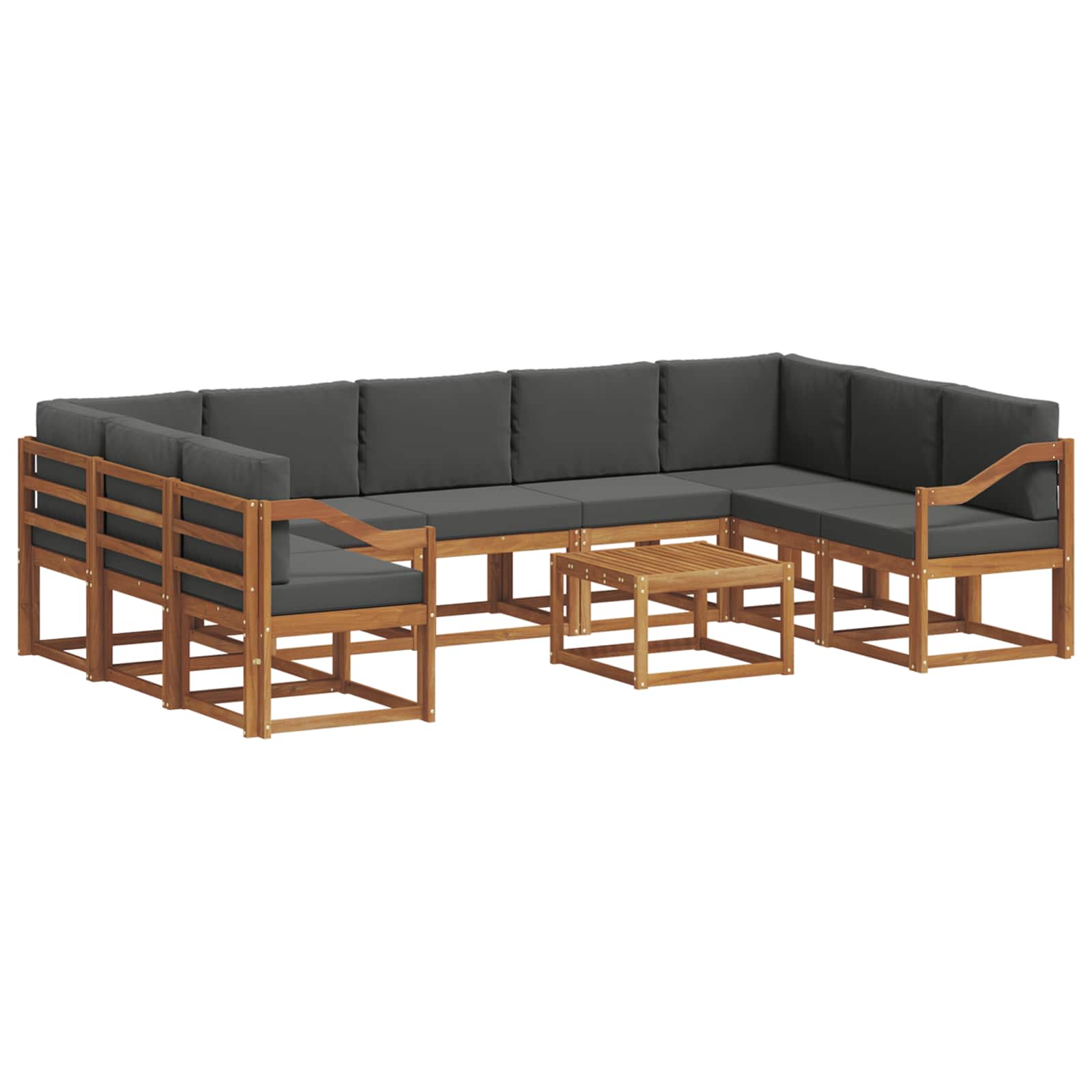 Set vanjskih sofa s jastukom 10 pcs Prirodna i antracit