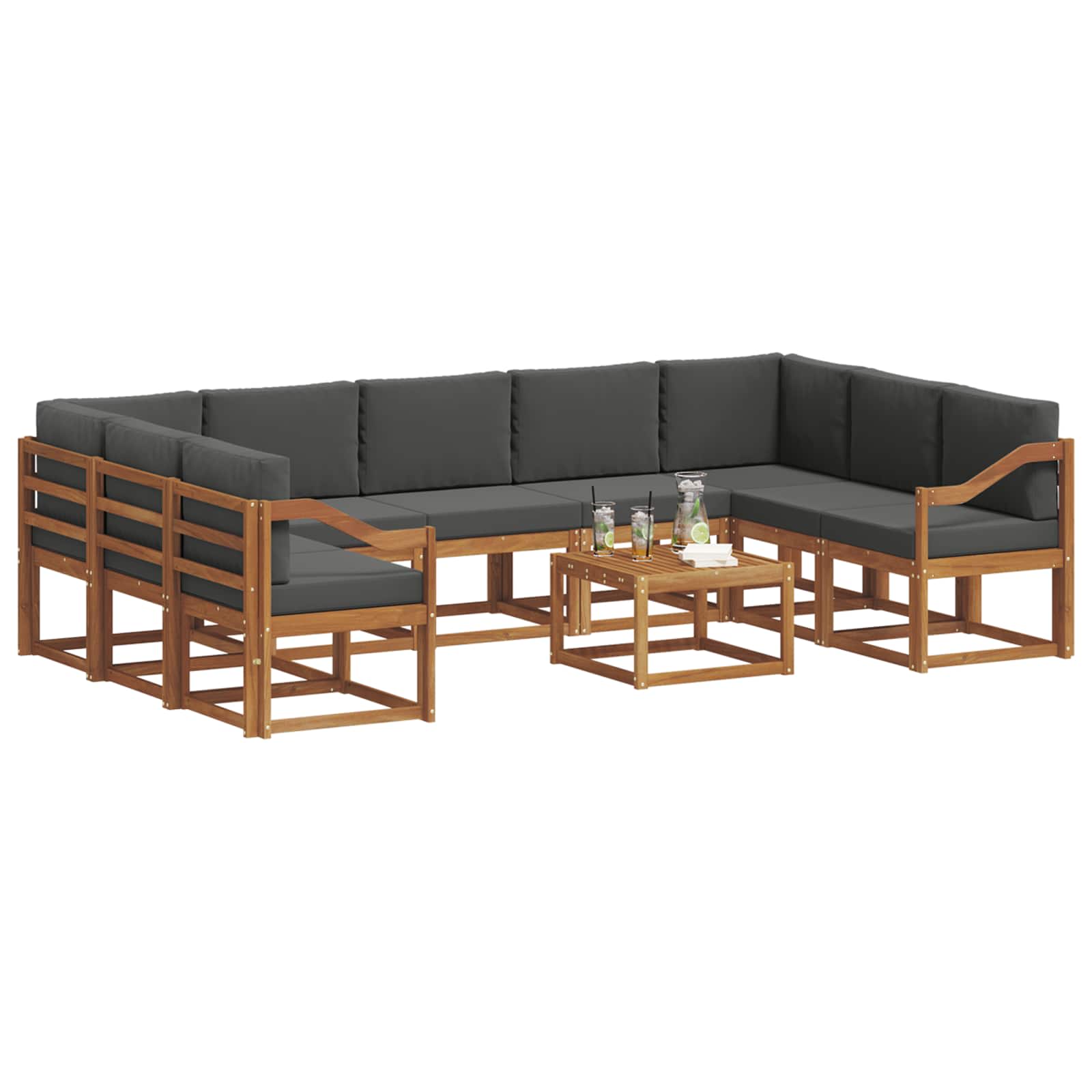 Set vanjskih sofa s jastukom 10 pcs Prirodna i antracit
