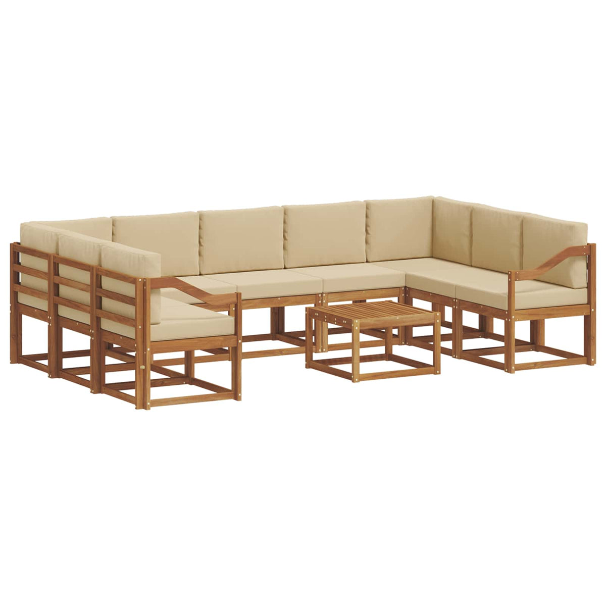 Set vanjskih sofa s jastukom 10 pcs Prirodna i bež