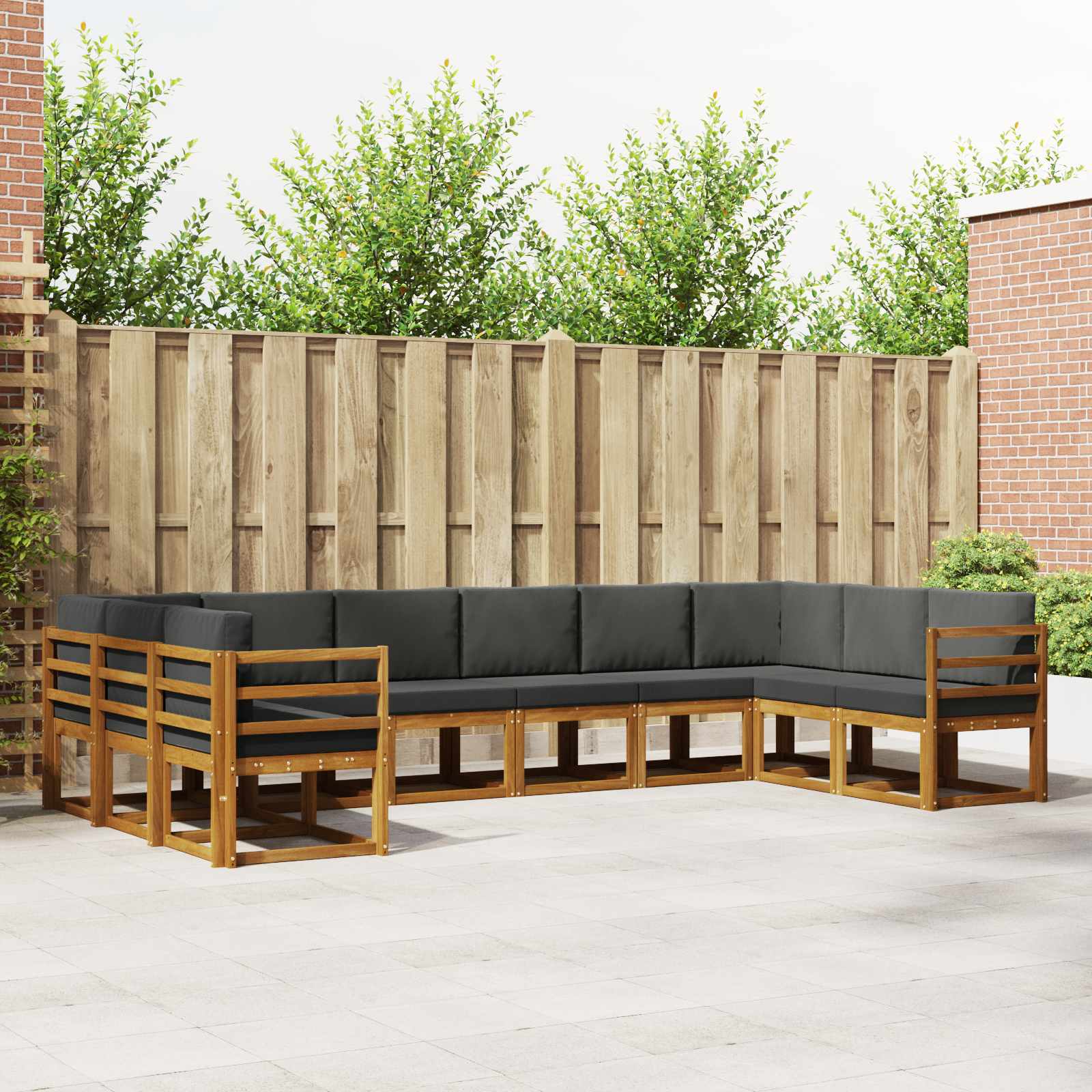 Set vanjskih sofa s jastukom 10 pcs Prirodna i antracit
