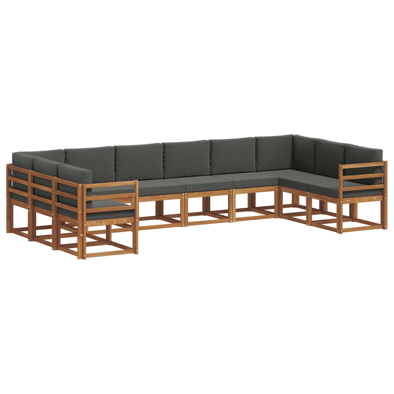 Set vanjskih sofa s jastukom 10 pcs Prirodna i antracit