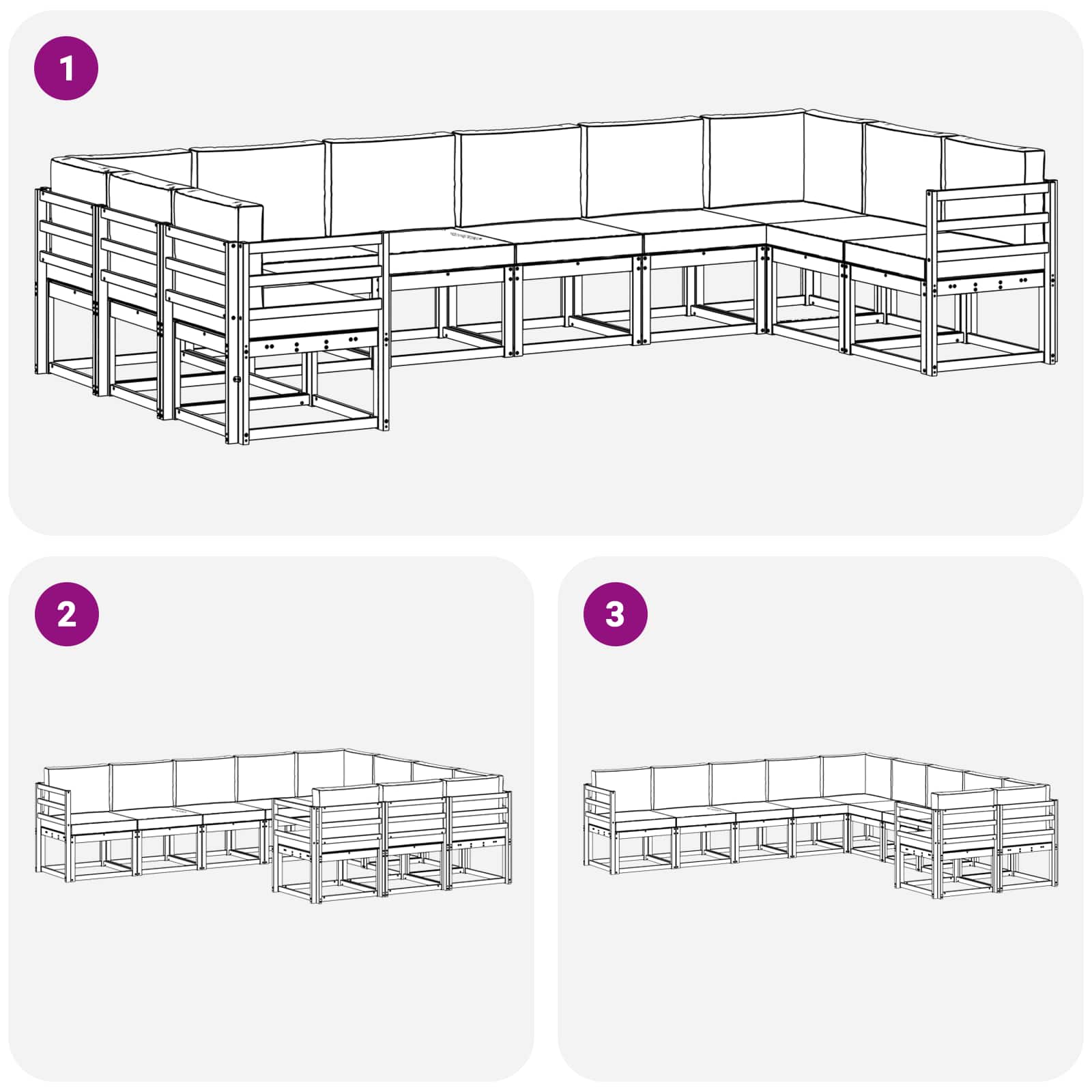 Set vanjskih sofa s jastukom 10 pcs Prirodna i antracit