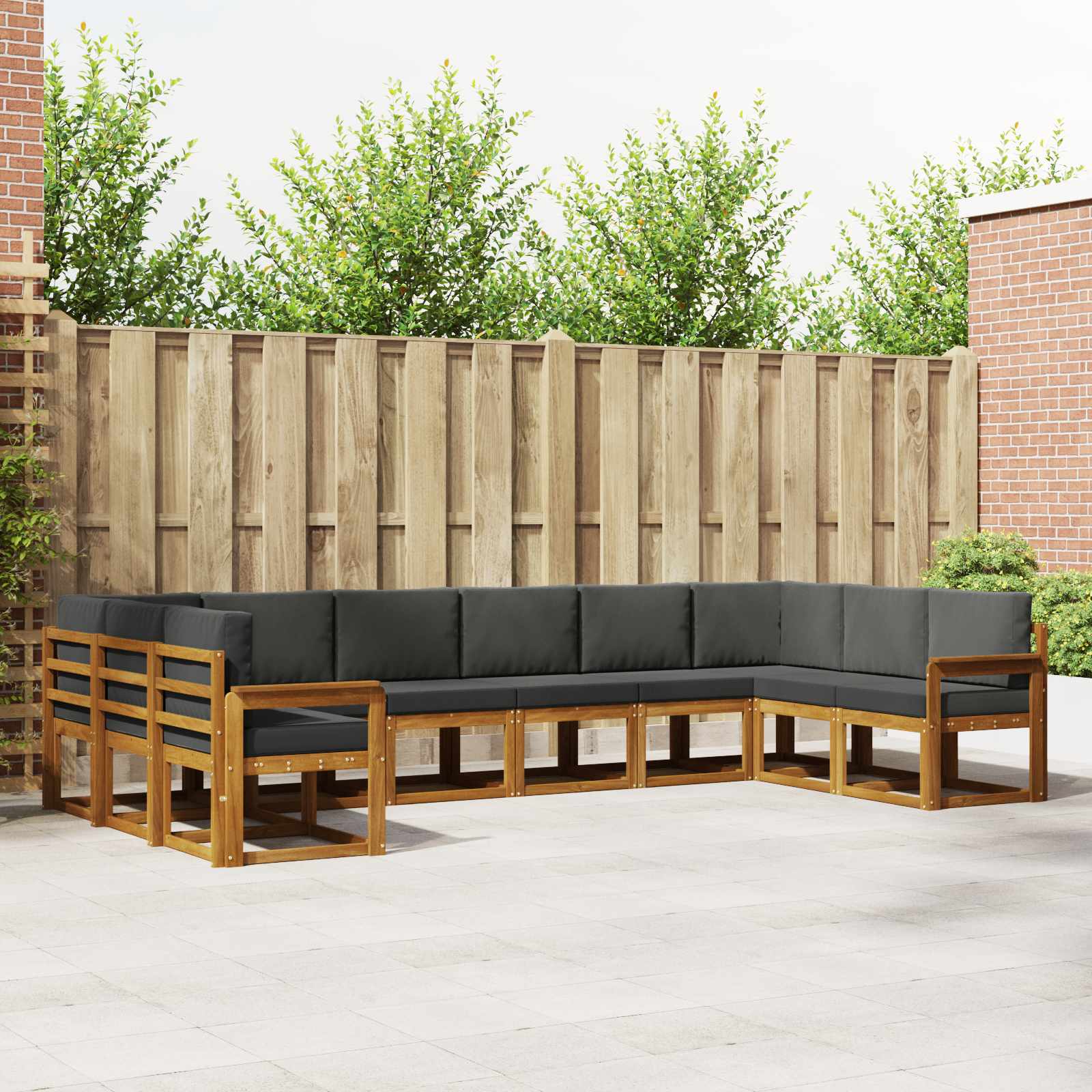 Set vanjskih sofa s jastukom 10 pcs Prirodna i antracit