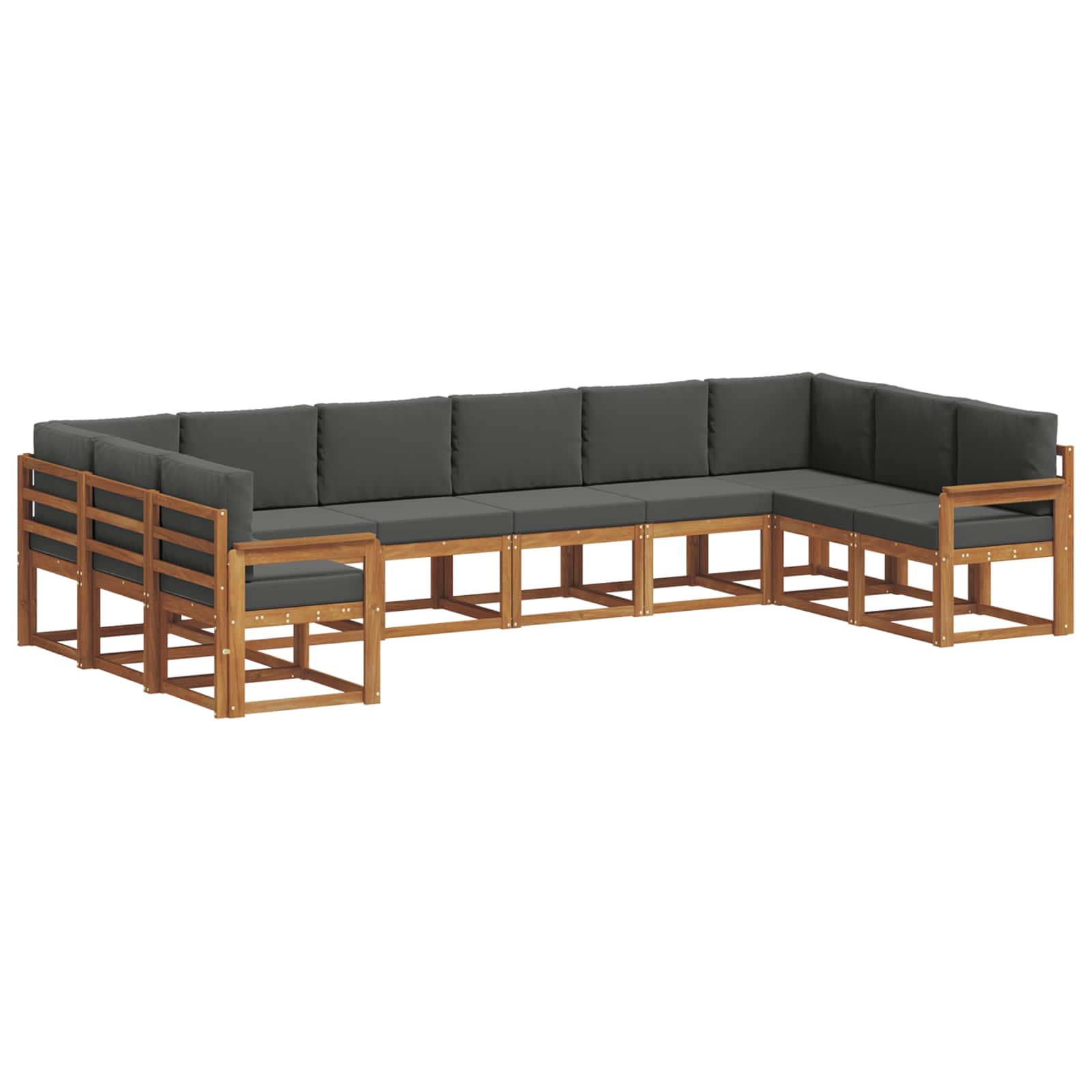 Set vanjskih sofa s jastukom 10 pcs Prirodna i antracit