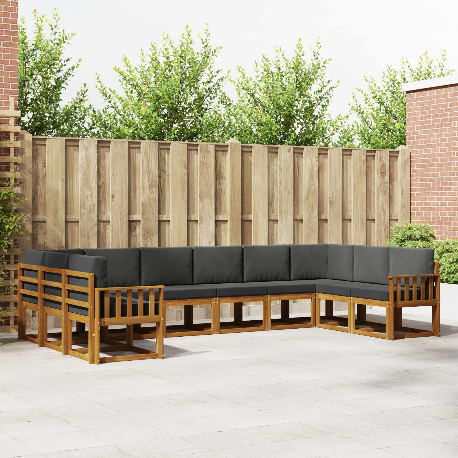 Set vanjskih sofa s jastukom 10 pcs Prirodna i antracit