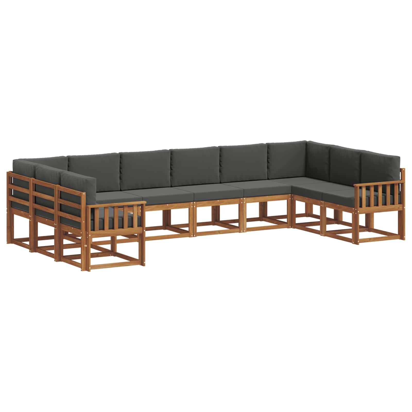 Set vanjskih sofa s jastukom 10 pcs Prirodna i antracit