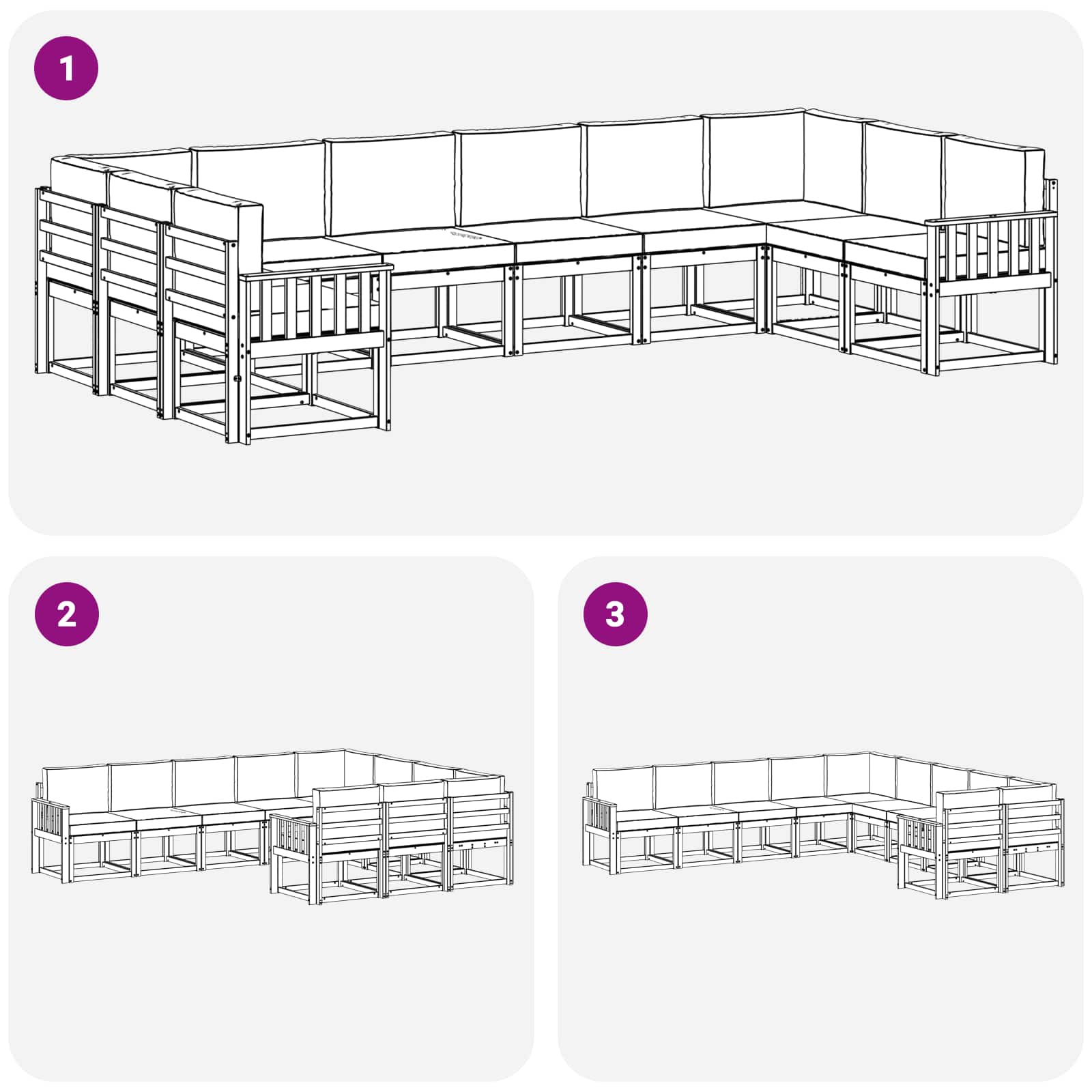 Set vanjskih sofa s jastukom 10 pcs Prirodna i antracit