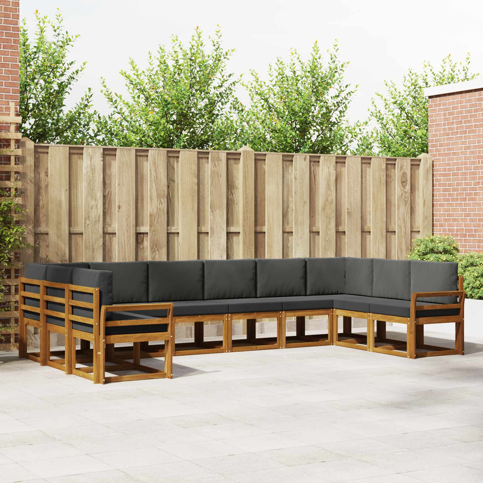 Set vanjskih sofa s jastukom 10 pcs Prirodna i antracit