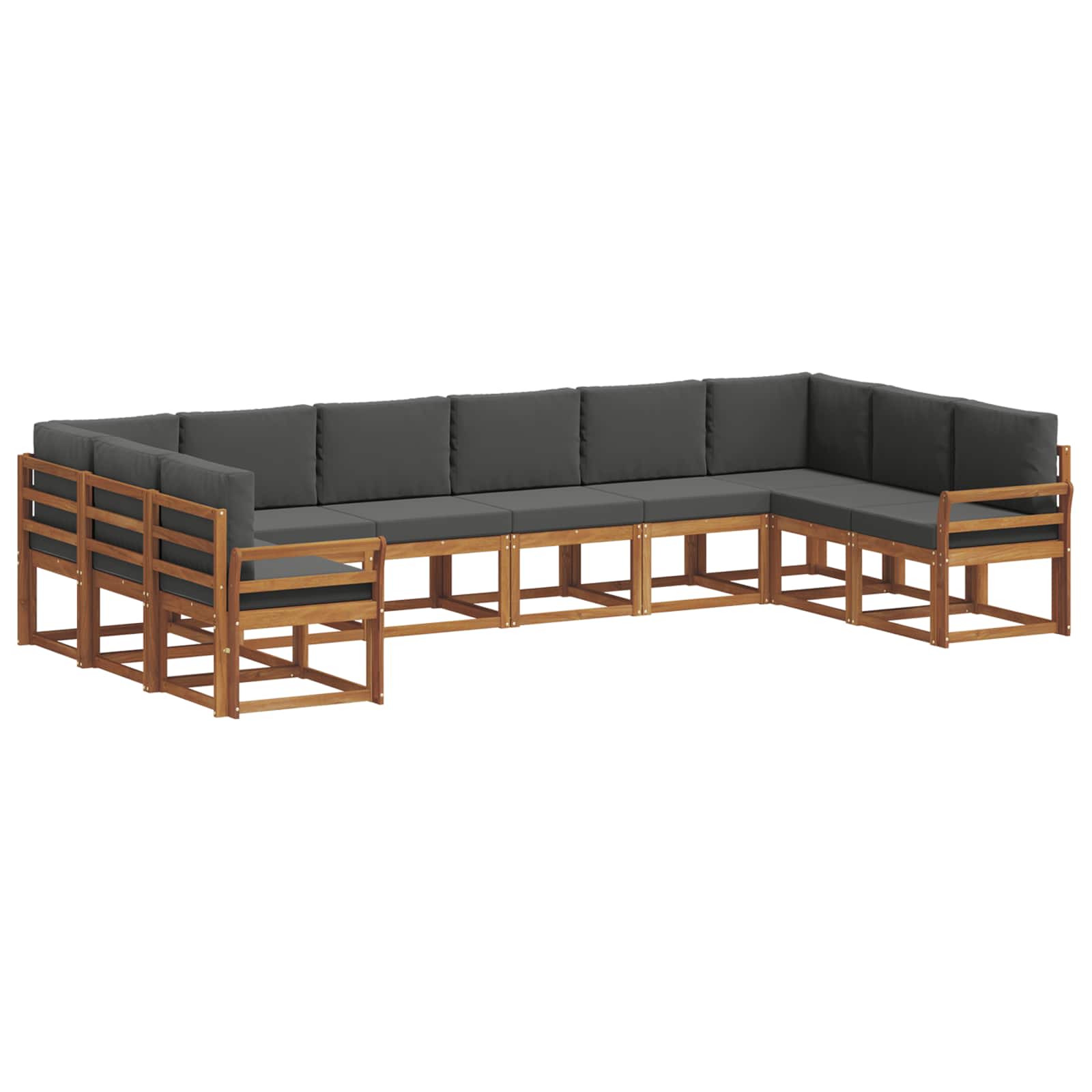Set vanjskih sofa s jastukom 10 pcs Prirodna i antracit