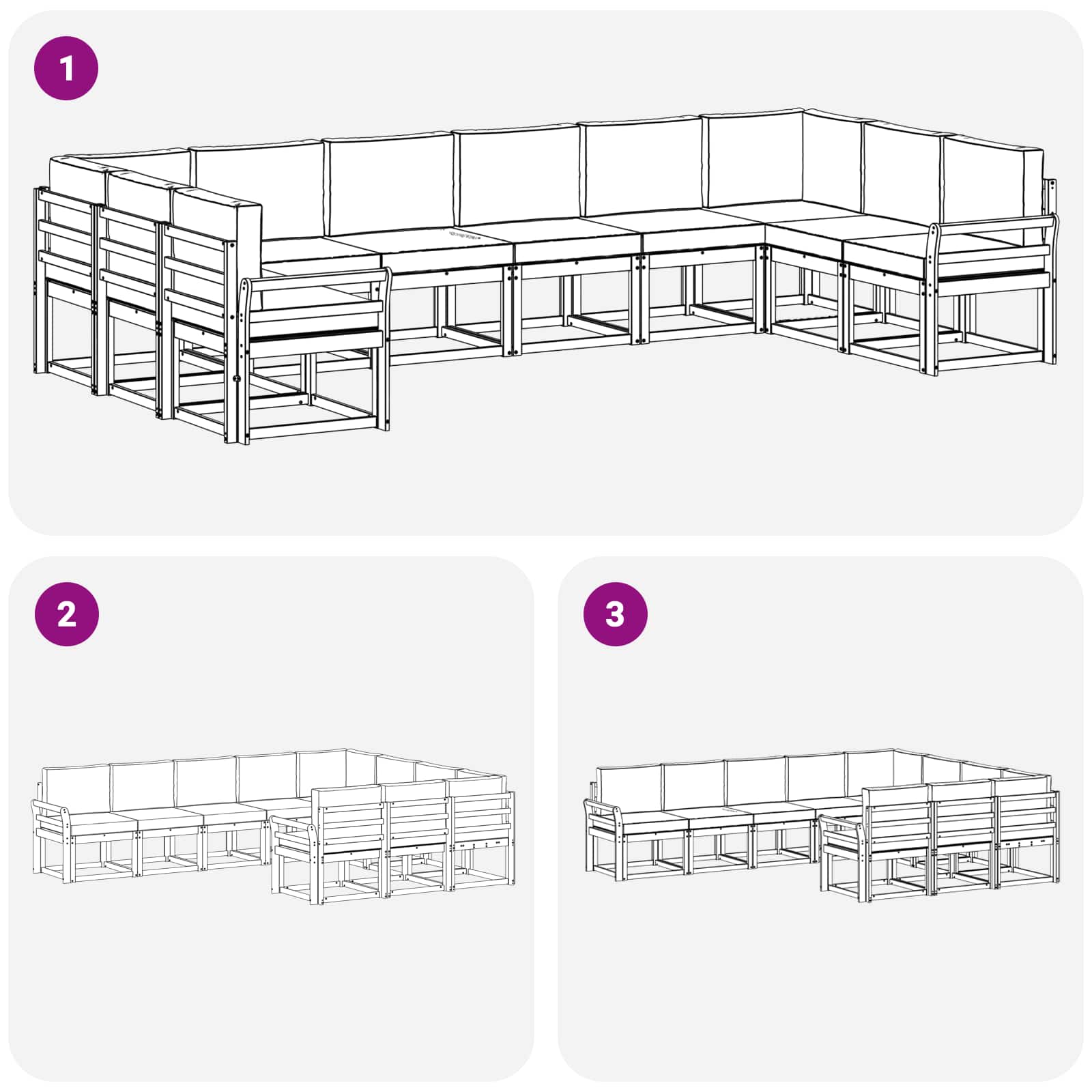 Set vanjskih sofa s jastukom 10 pcs Prirodna i antracit