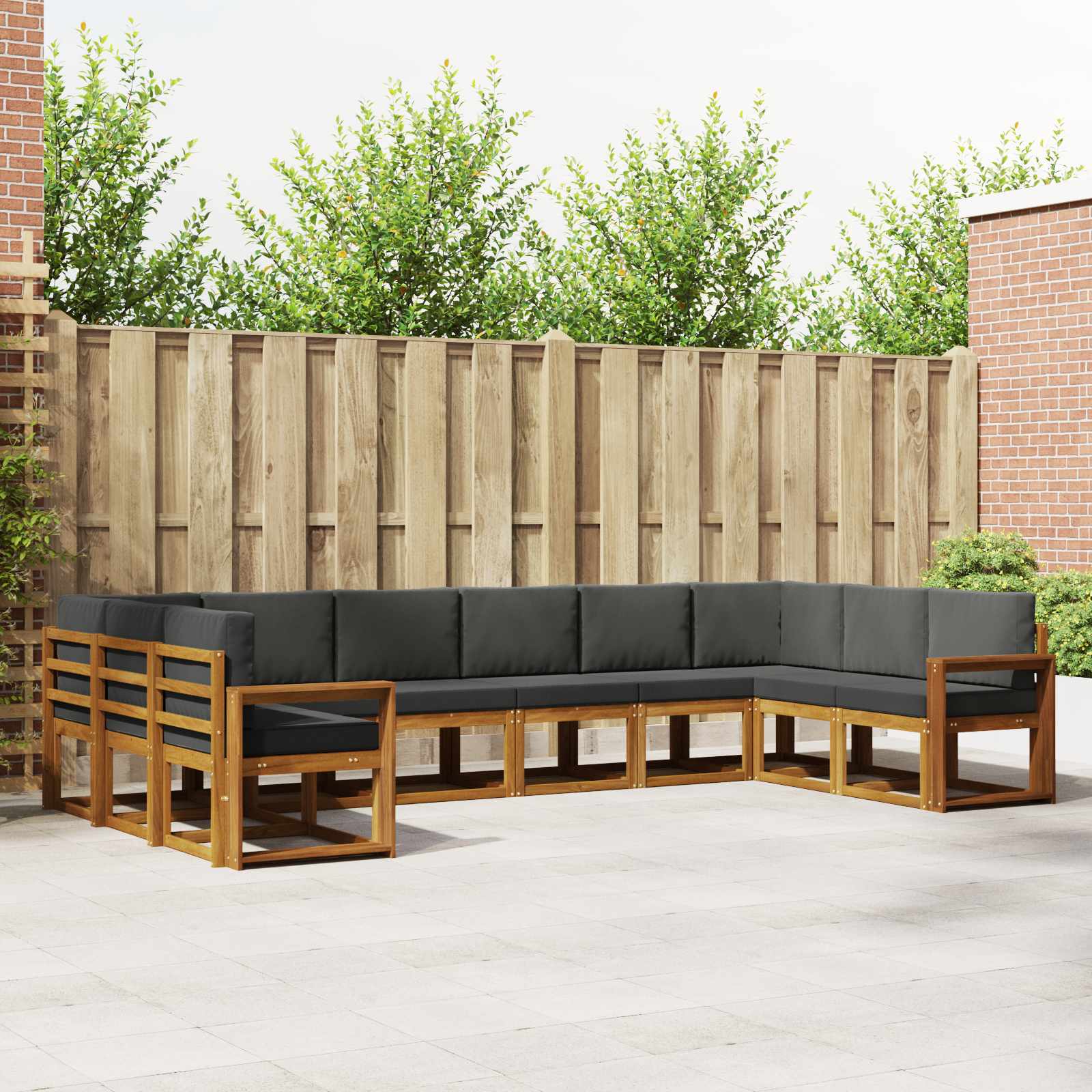 Set vanjskih sofa s jastukom 10 pcs Prirodna i antracit