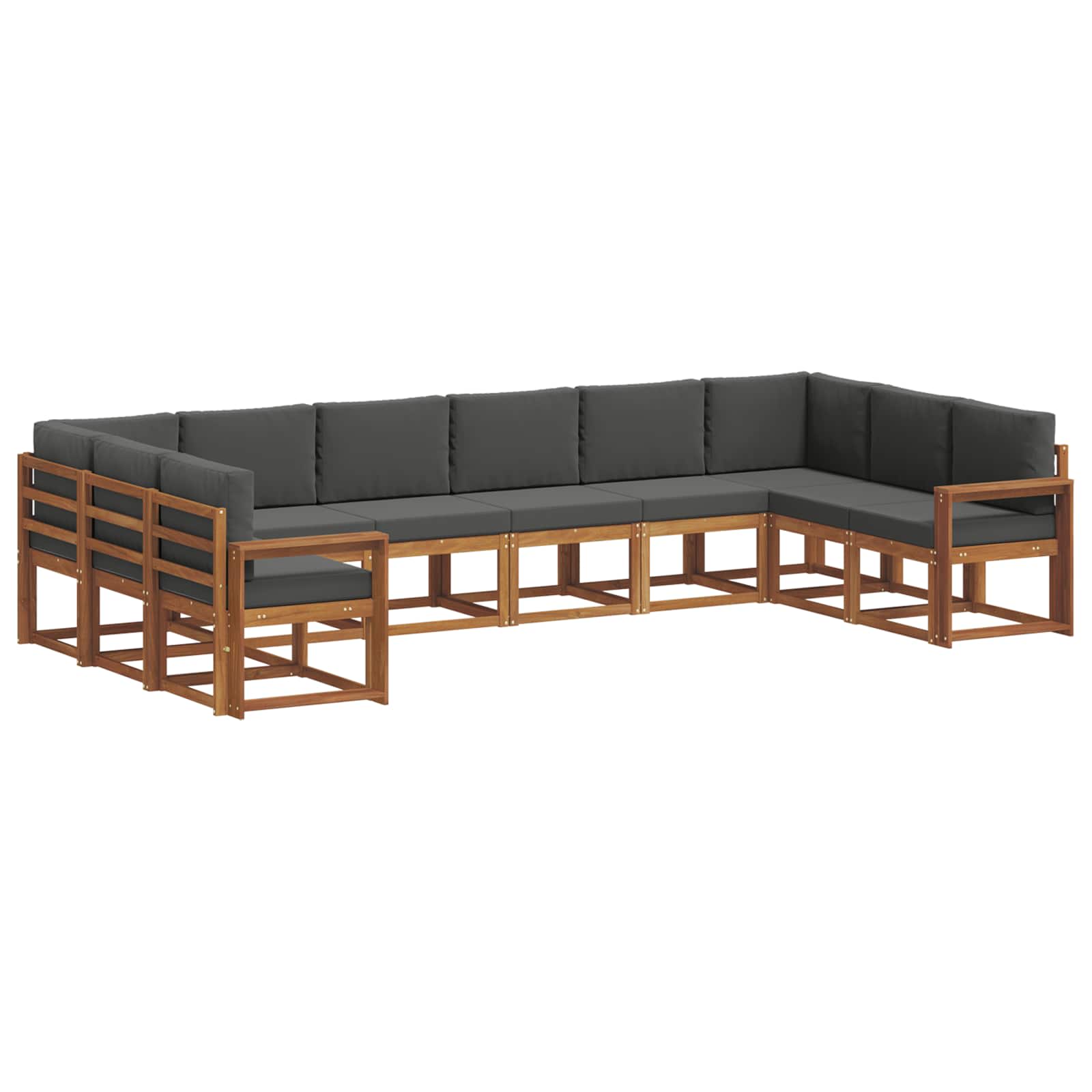 Set vanjskih sofa s jastukom 10 pcs Prirodna i antracit