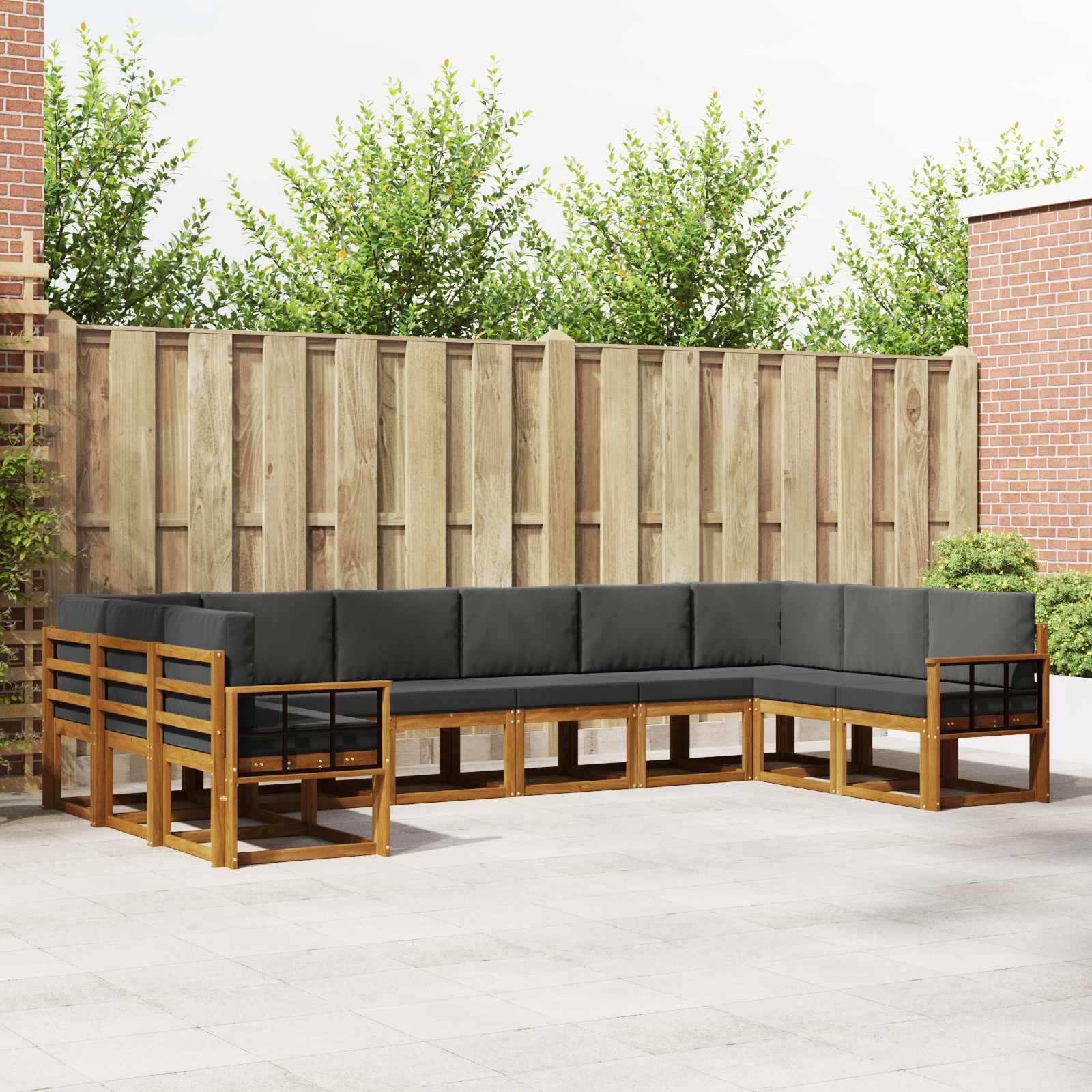 Set vanjskih sofa s jastukom 10 pcs Prirodna i antracit