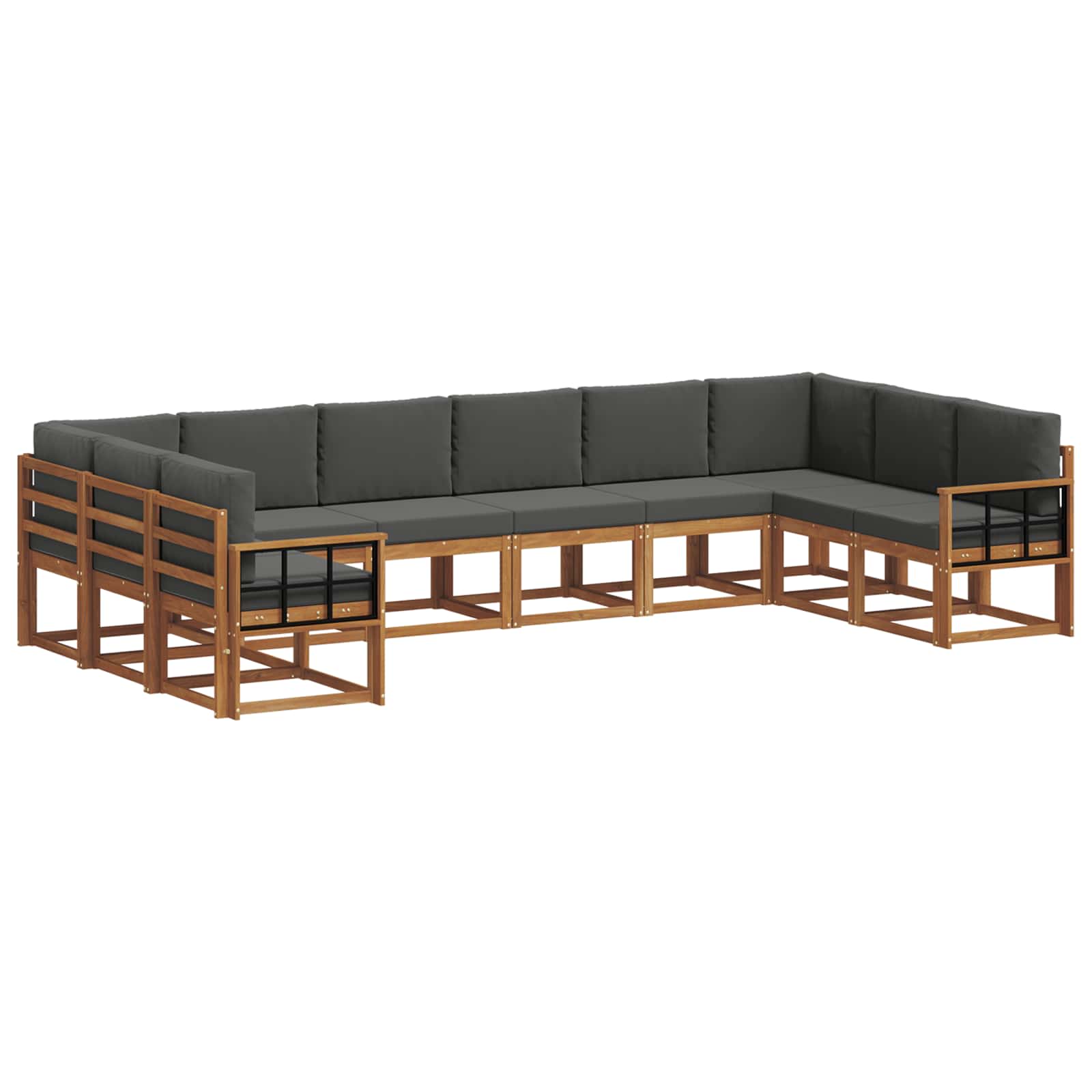 Set vanjskih sofa s jastukom 10 pcs Prirodna i antracit