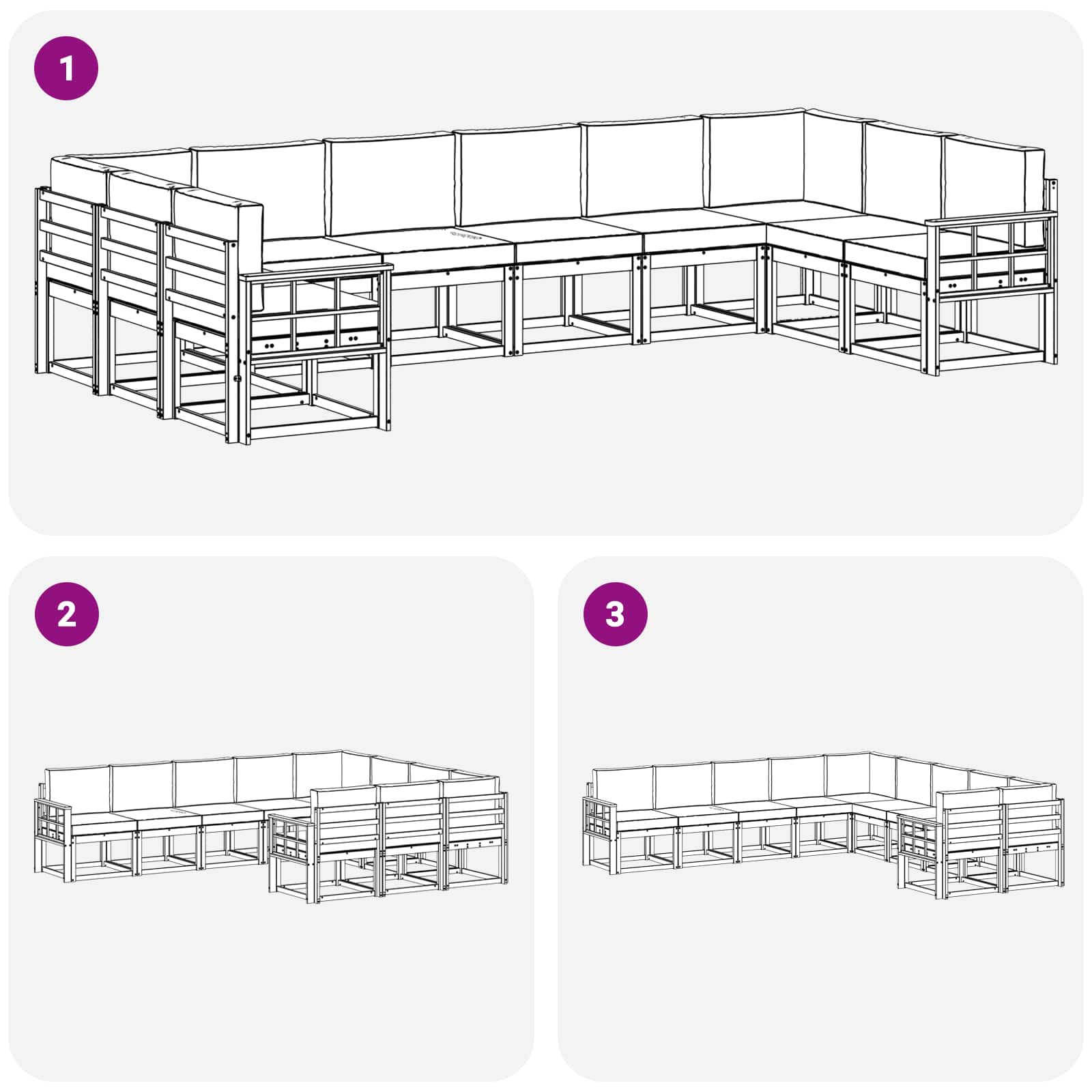Set vanjskih sofa s jastukom 10 pcs Prirodna i antracit