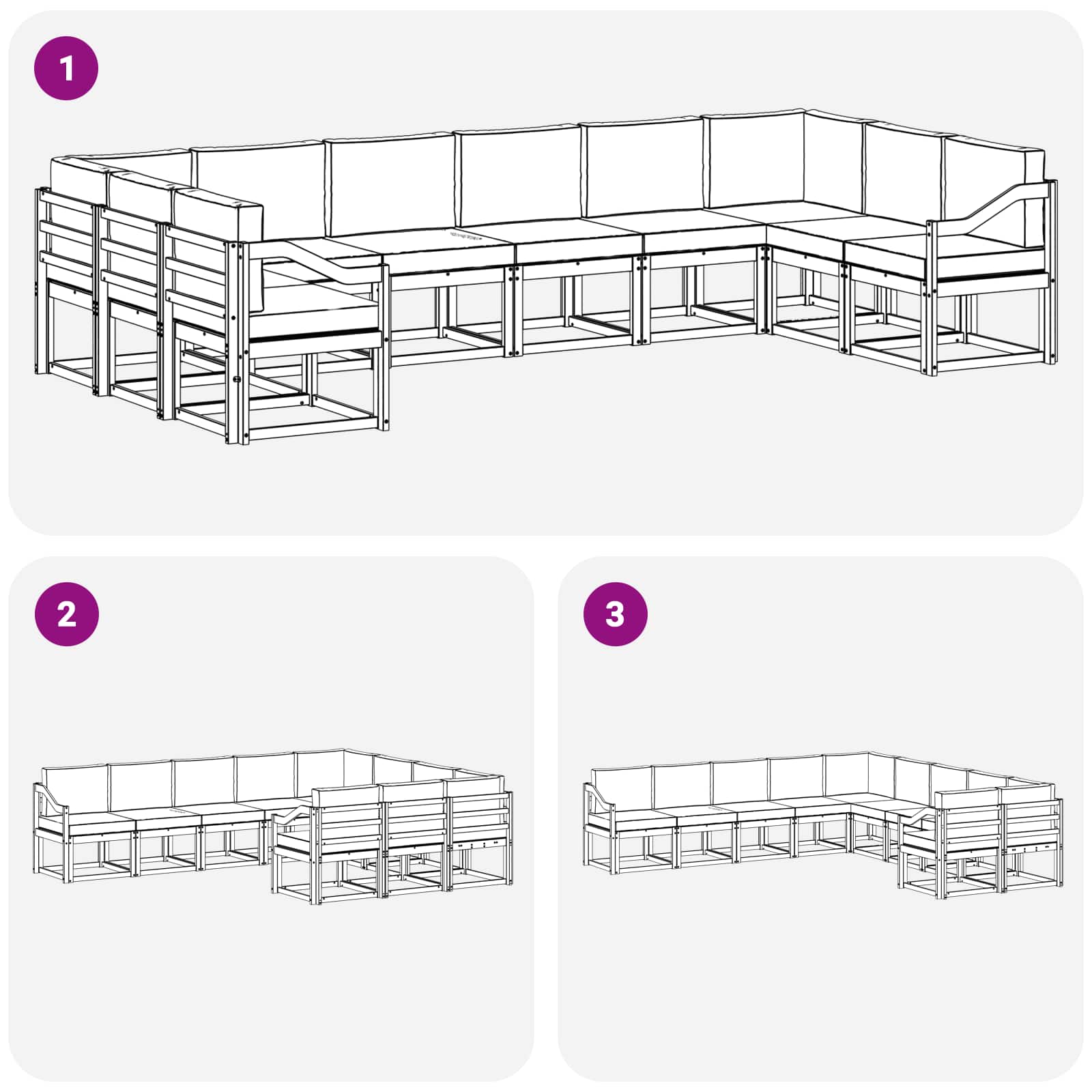Set vanjskih sofa s jastukom 10 pcs Prirodna i antracit