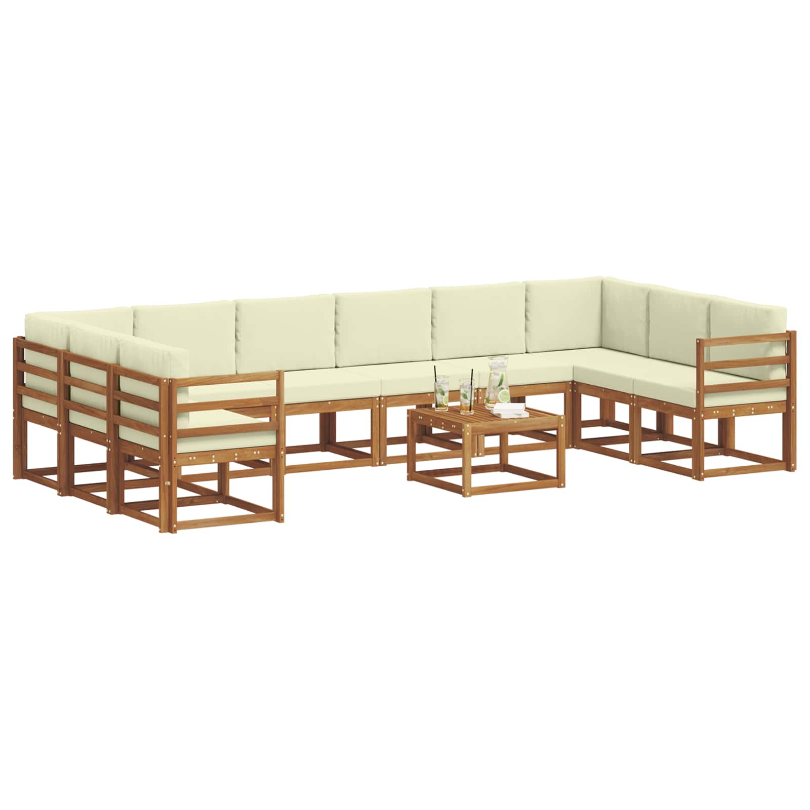 Set vanjskih sofa s jastukom 11 pcs Prirodna i krem