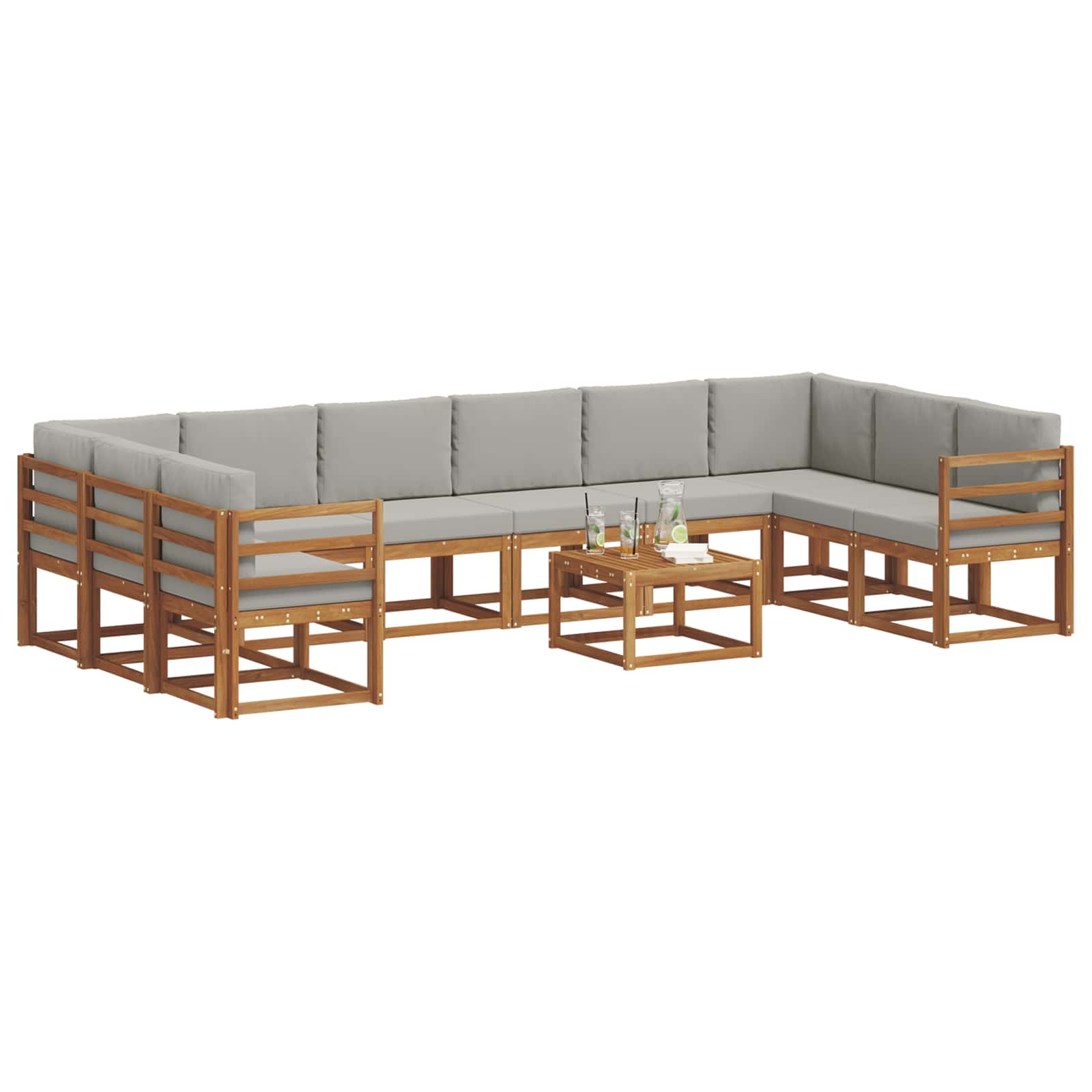 Set vanjskih sofa s jastukom 11 pcs Prirodna i svijetlo siva