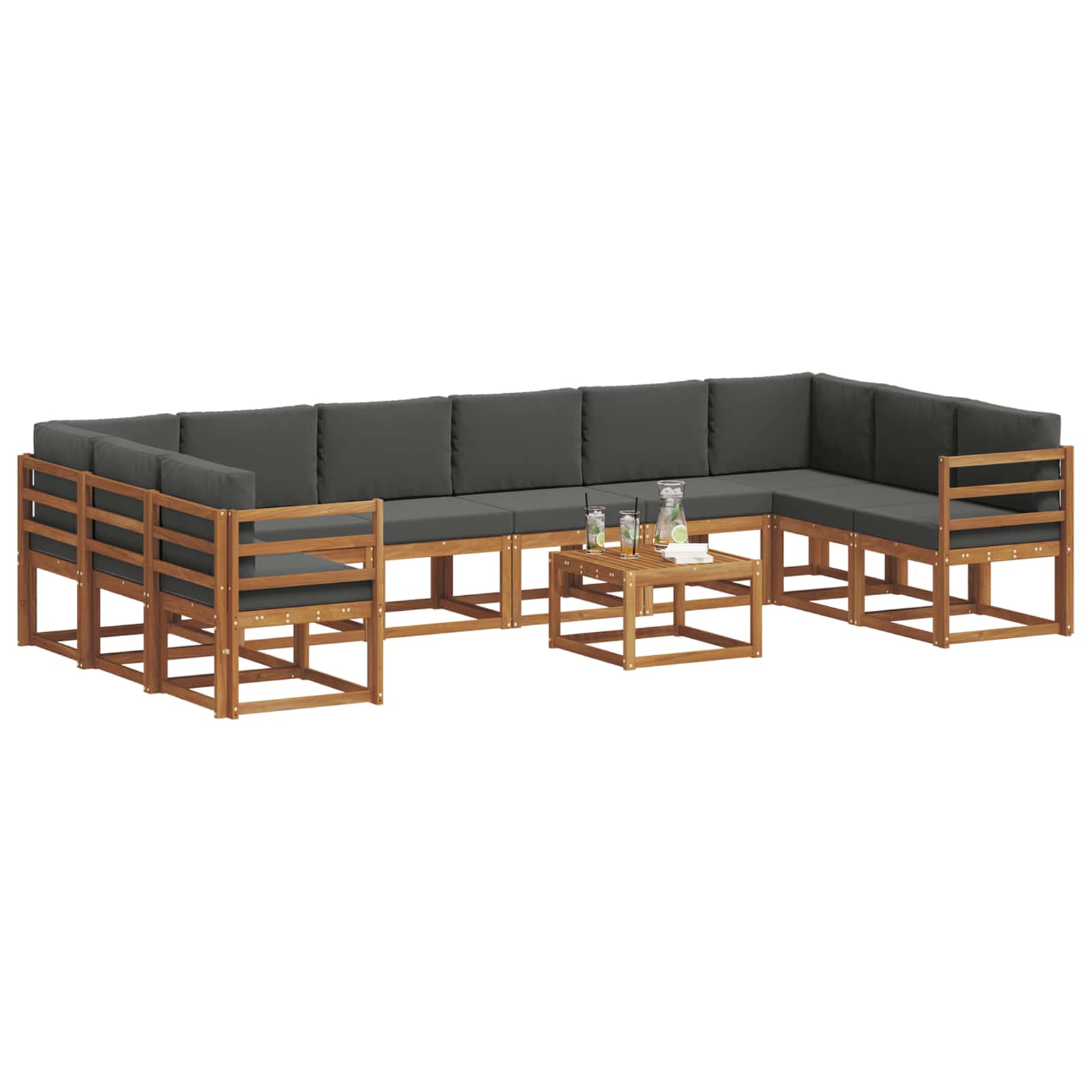 Set vanjskih sofa s jastukom 11 pcs Prirodna i antracit