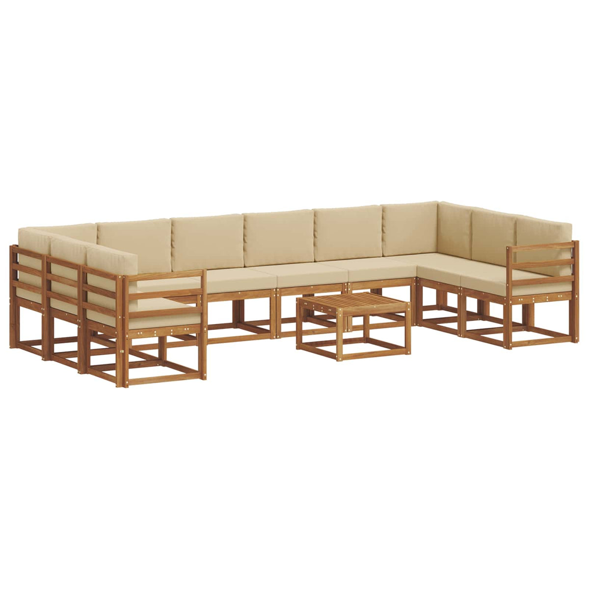 Set vanjskih sofa s jastukom 11 pcs Prirodna i bež