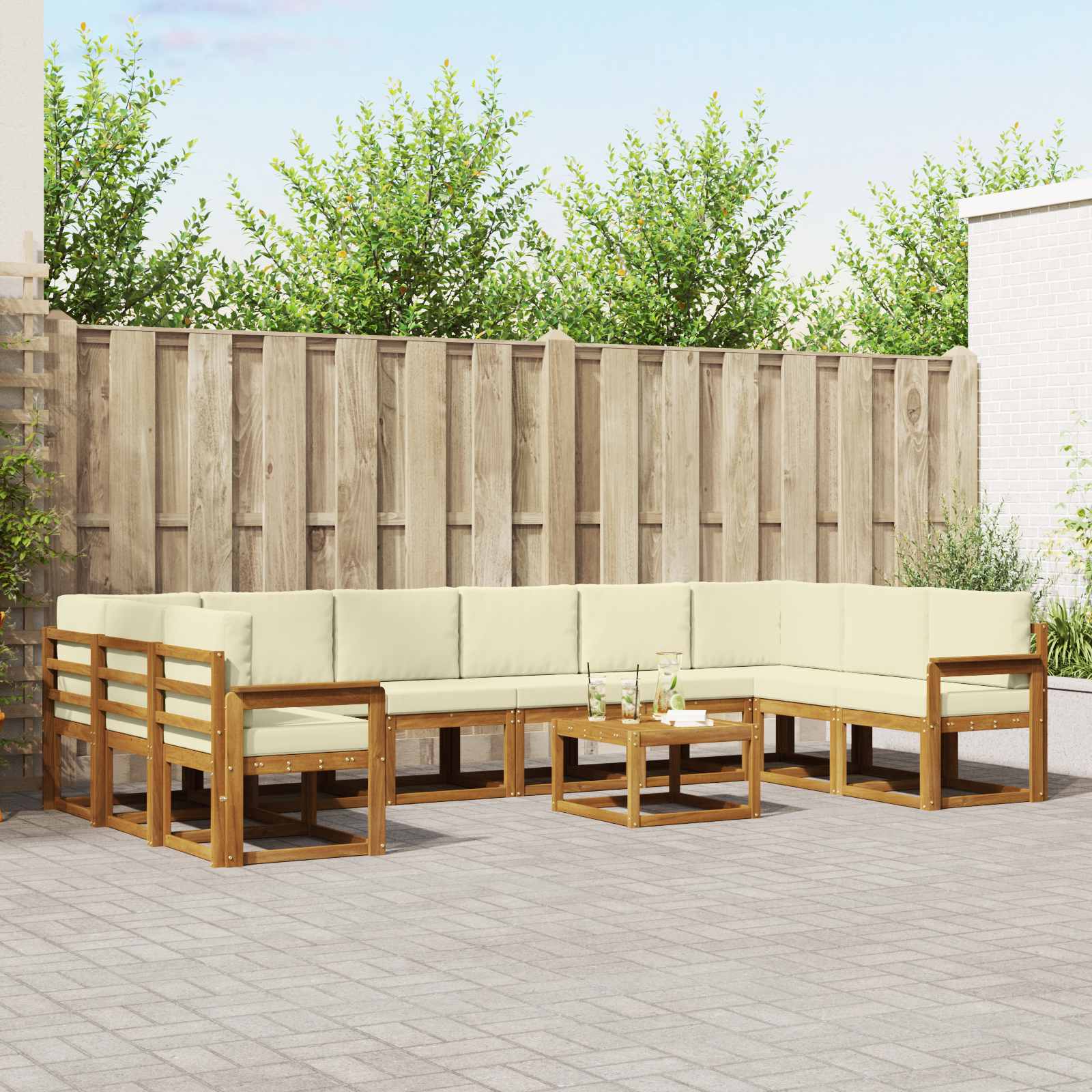 Set vanjskih sofa s jastukom 11 pcs Prirodna i krem